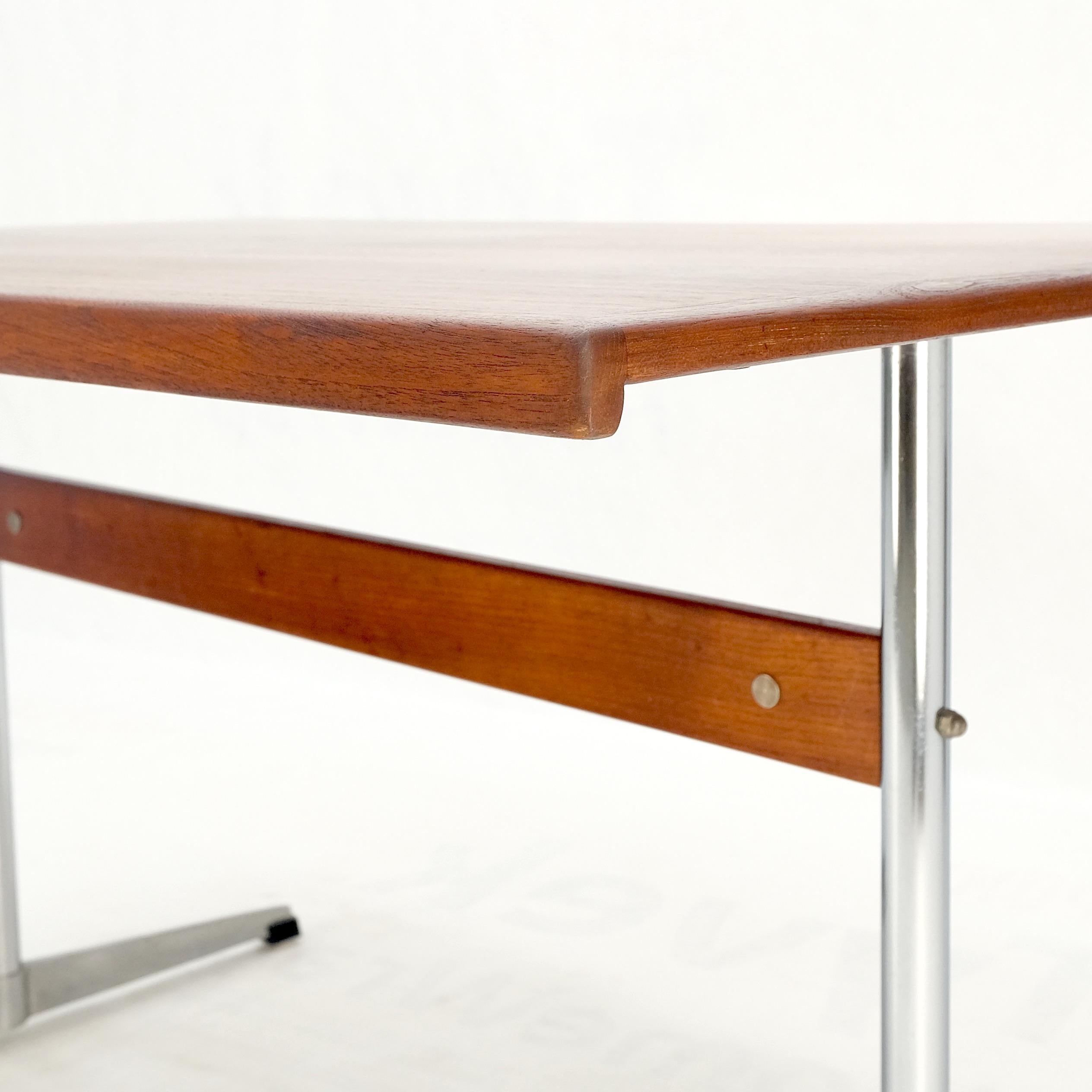 Mid-Century Modern Teak & Chrome Base Mid Century Danish Modern Petit Desk Console Writing Table For Sale