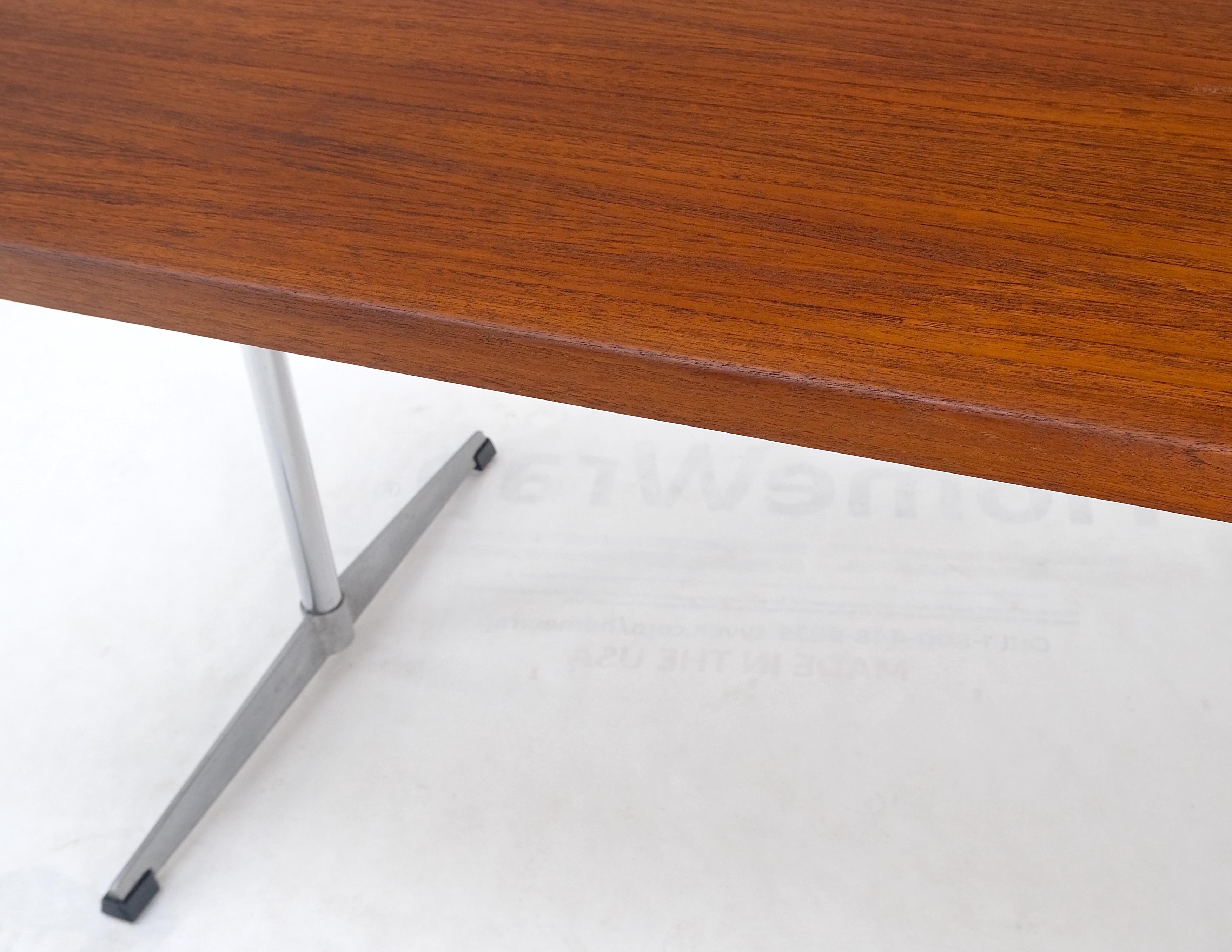Teak & Chrome Base Mid Century Danish Modern Petit Desk Console Writing Table For Sale 1