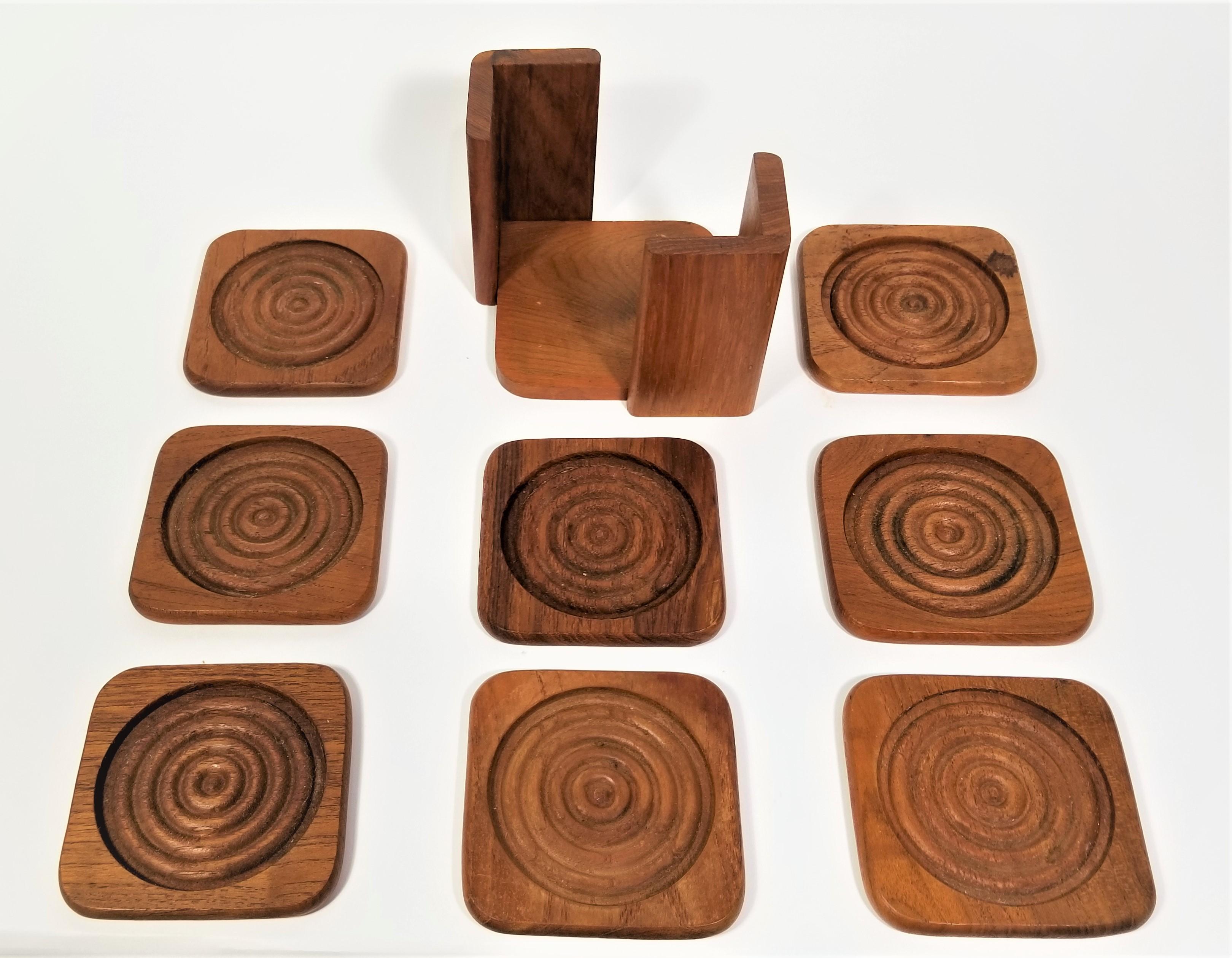 Teak Coasters with Holder Mid Century, 1960s In Excellent Condition In New York, NY
