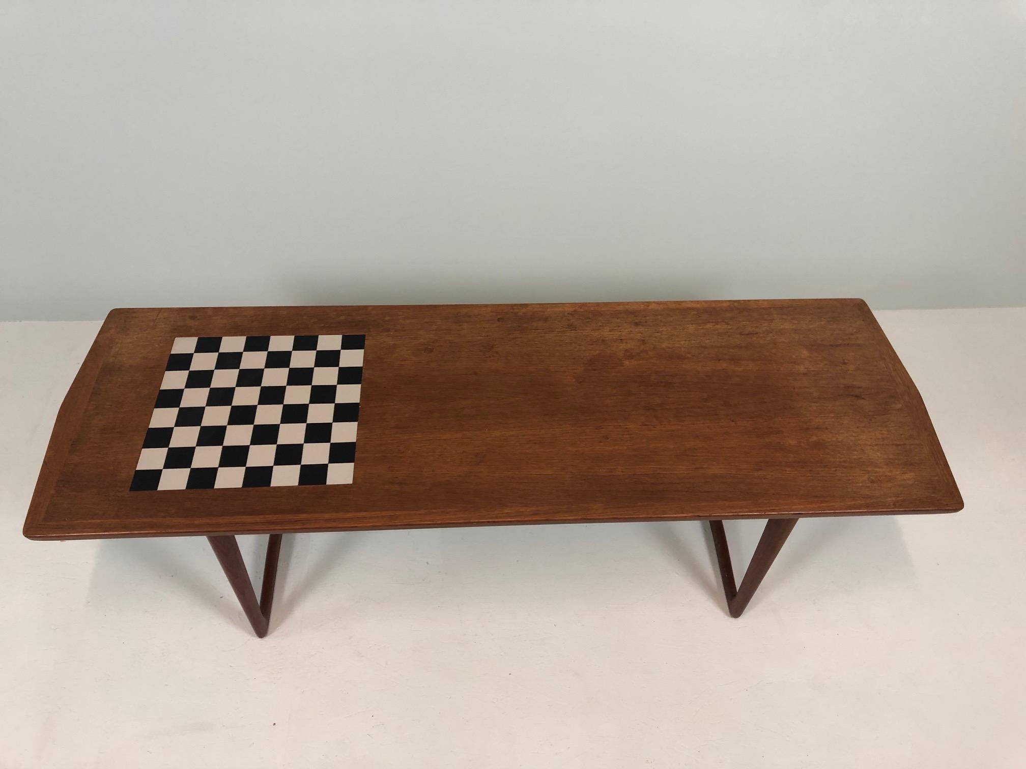 Teak Coffee Table 1960s Danish With Chessboard Teak Coffee Table 1960s Danish With Chessboard