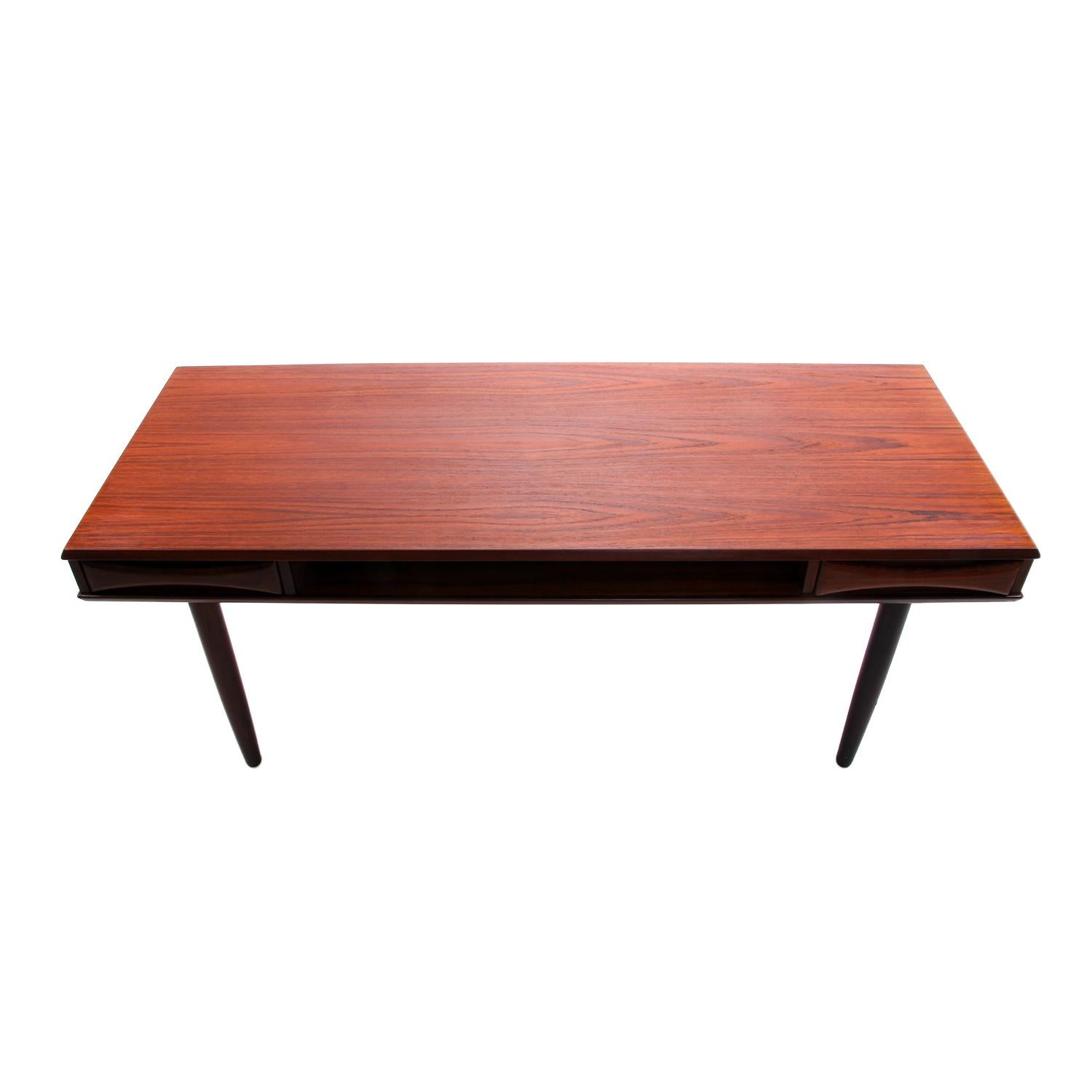 Mid-Century Modern Teak Coffee Table by Danish Furniture Maker, 1960s, with Shelf and Two Drawers