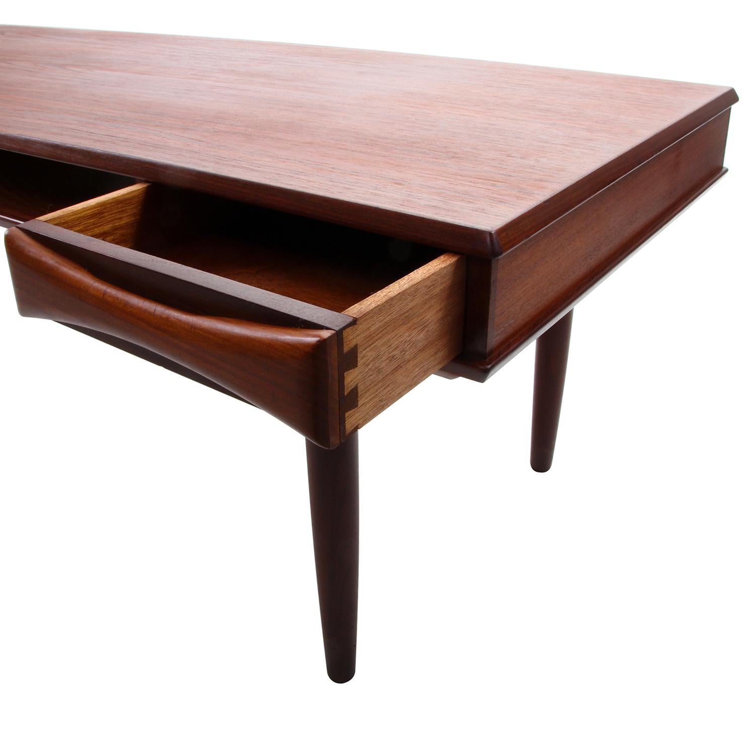 Mid-20th Century Teak Coffee Table by Danish Furniture Maker, 1960s, with Shelf and Two Drawers