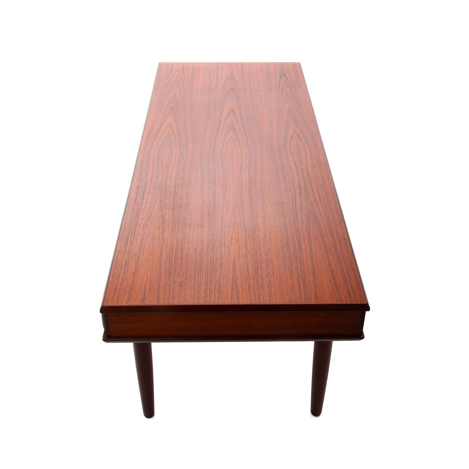 Teak Coffee Table by Danish Furniture Maker, 1960s, with Shelf and Two Drawers 2