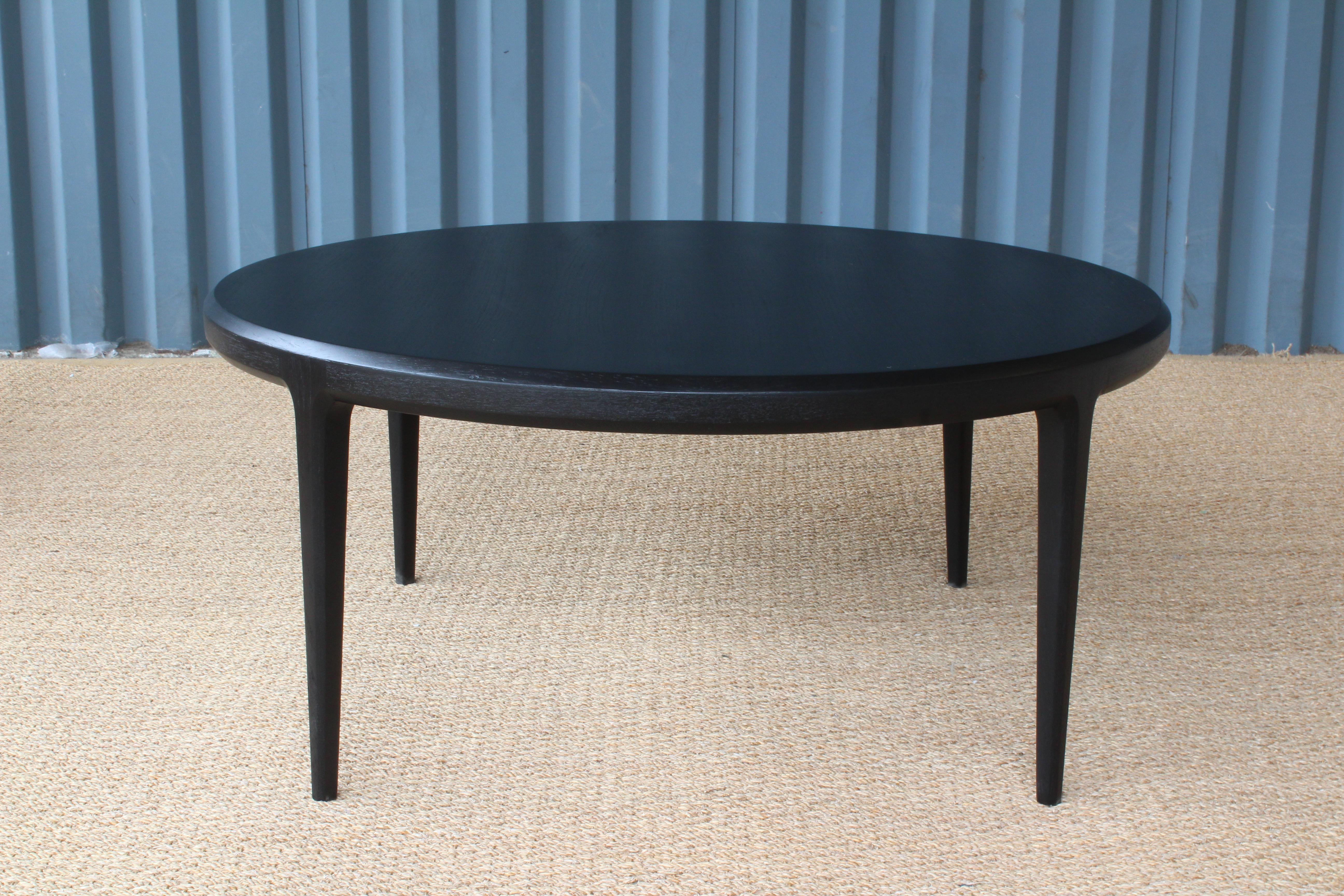 Ebonized teak coffee table by Johannes Andersen for Silkeborg Mobelfabrik, Denmark, 1950s.