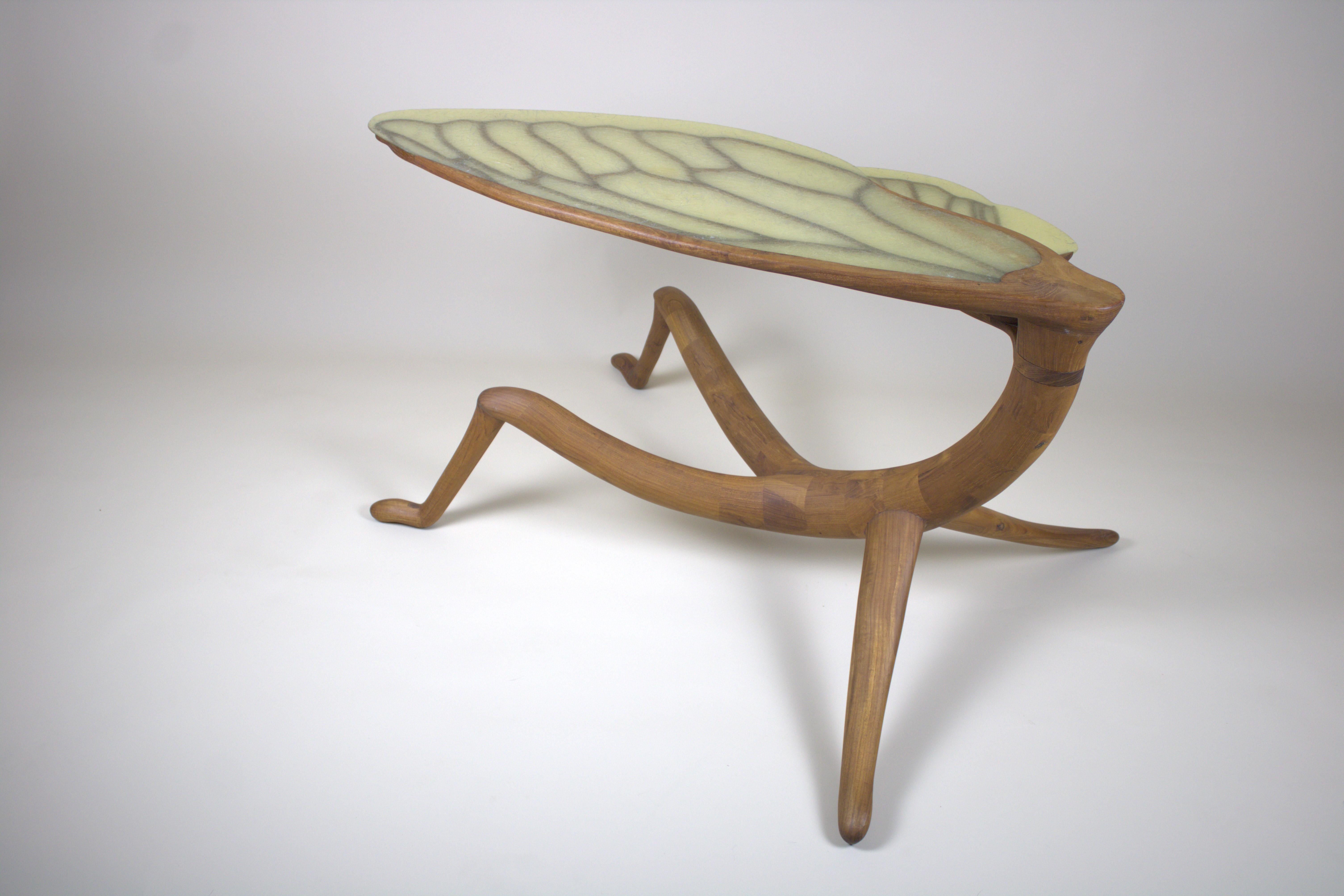 Moderne Table basse en teck Cicade Design en vente