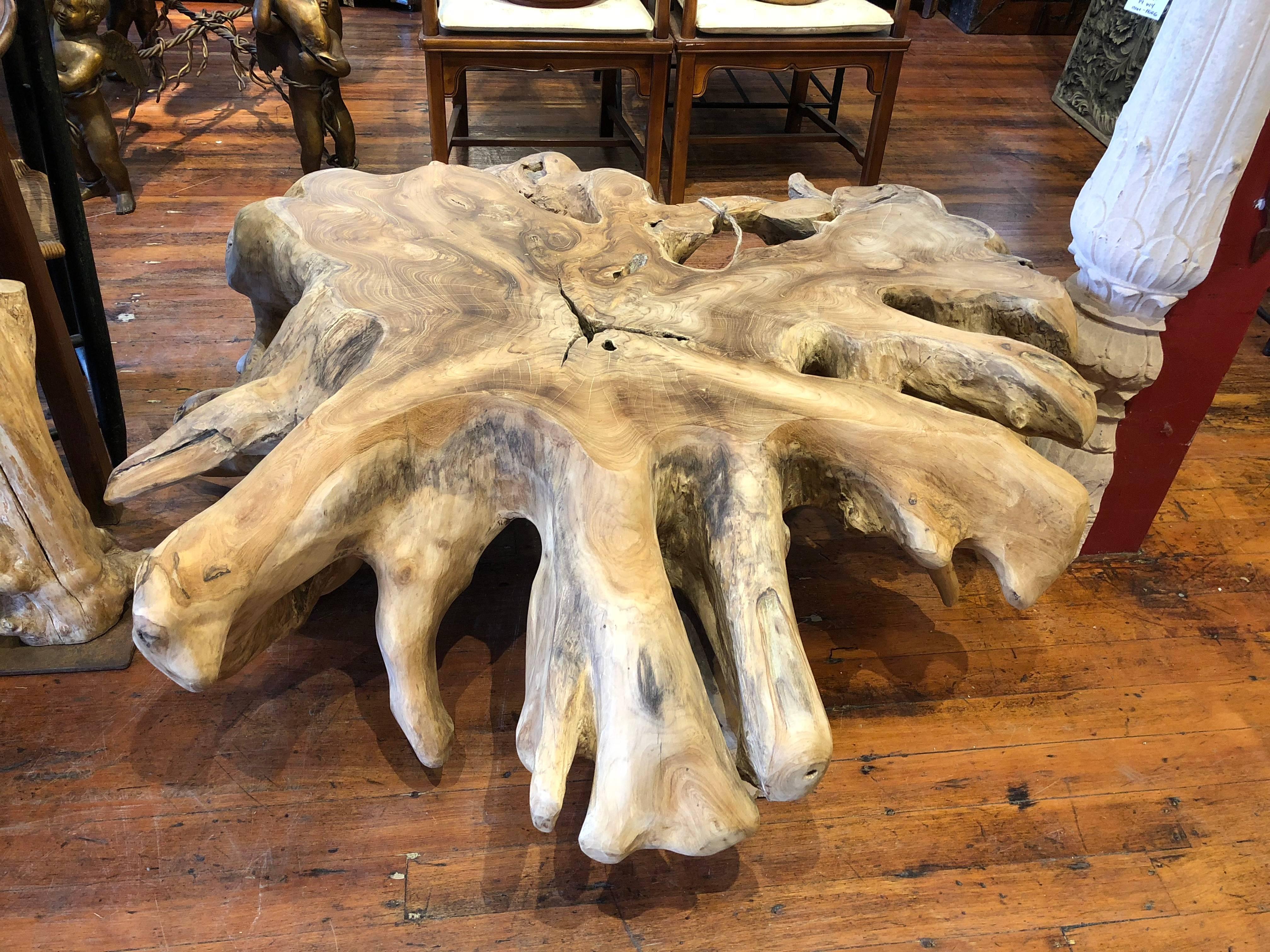 This teak root coffee table or side table is a real eye catcher. Solid very sturdy table.
 