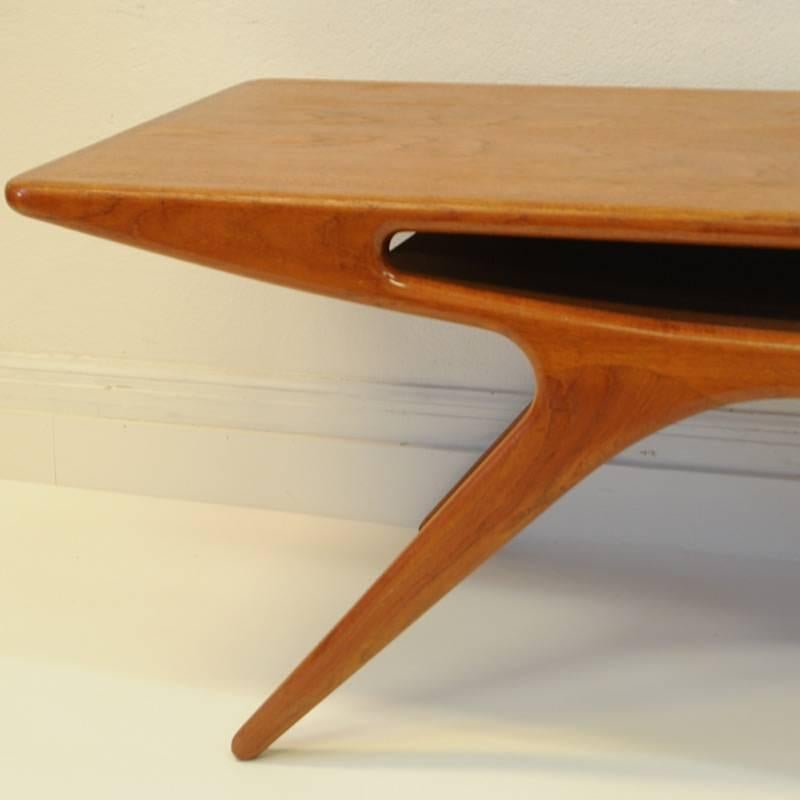 Scandinavian Modern Teak Coffee Table Smiley by Johannes Andersen 1957,  CFC Silkeborg, Denmark