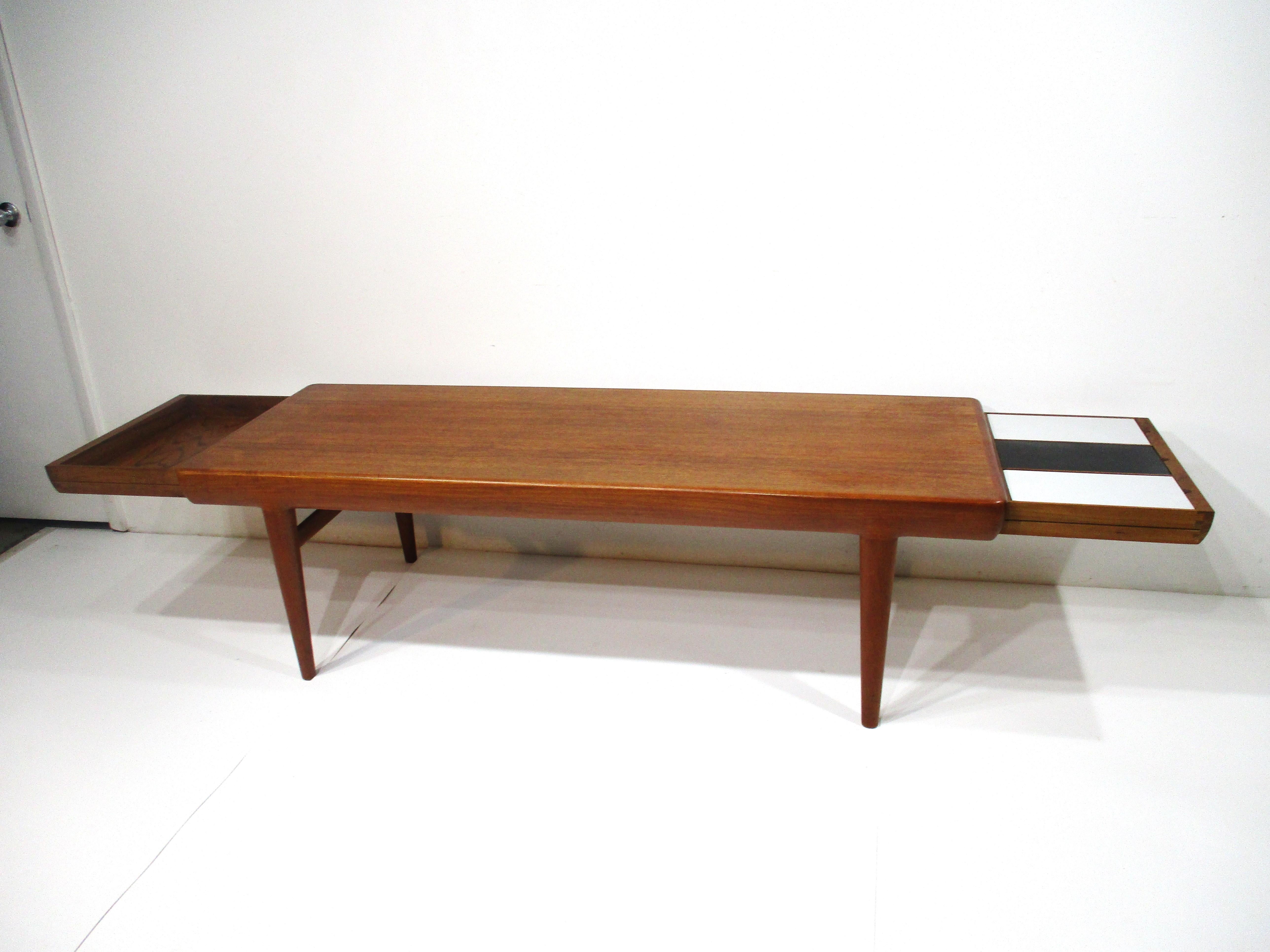 Teak Coffee Table w/ Pull Out Ends by Silkeborg -Johannes Andersen Denmark  8