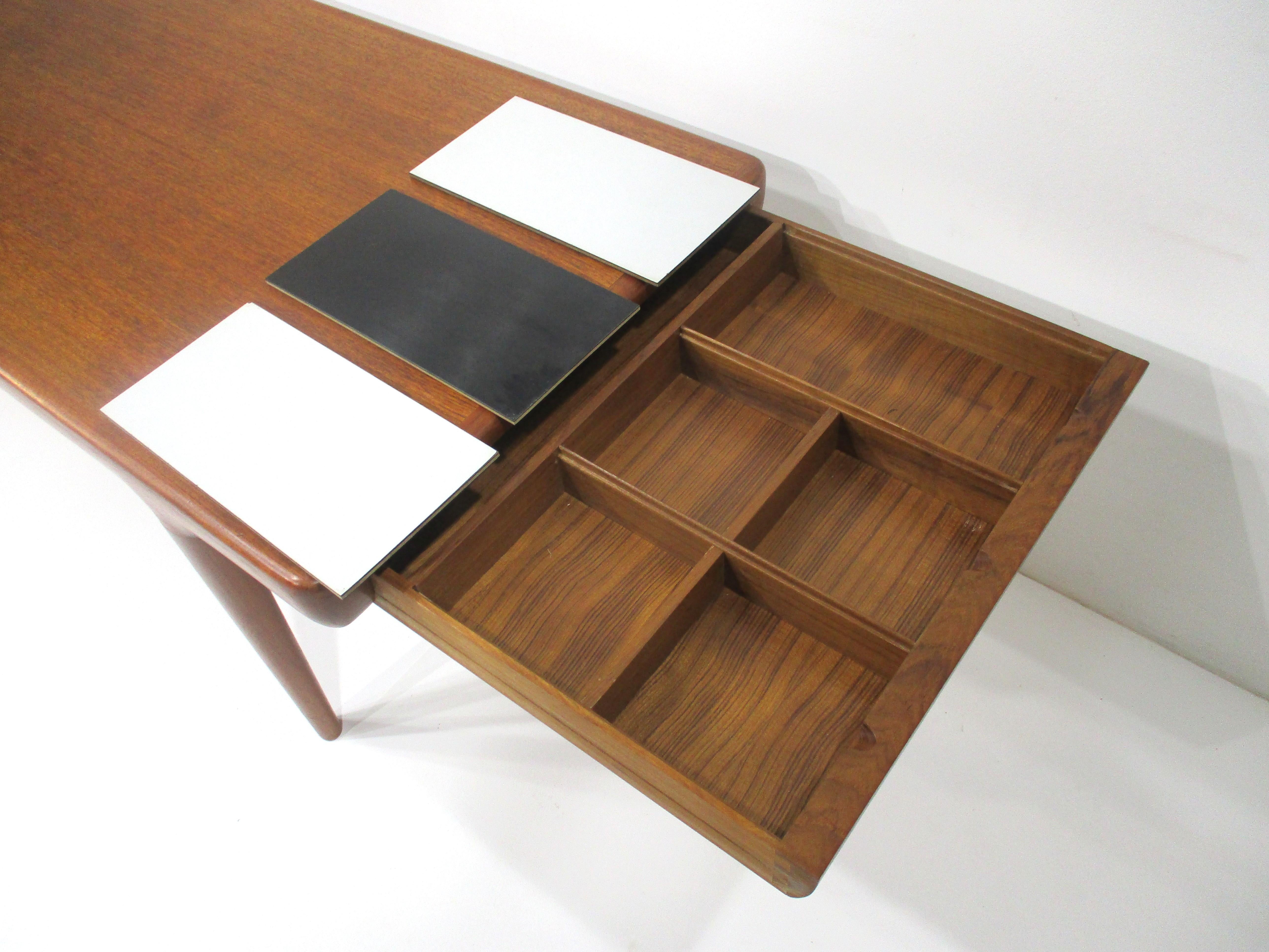 Teak Coffee Table w/ Pull Out Ends by Silkeborg -Johannes Andersen Denmark  3