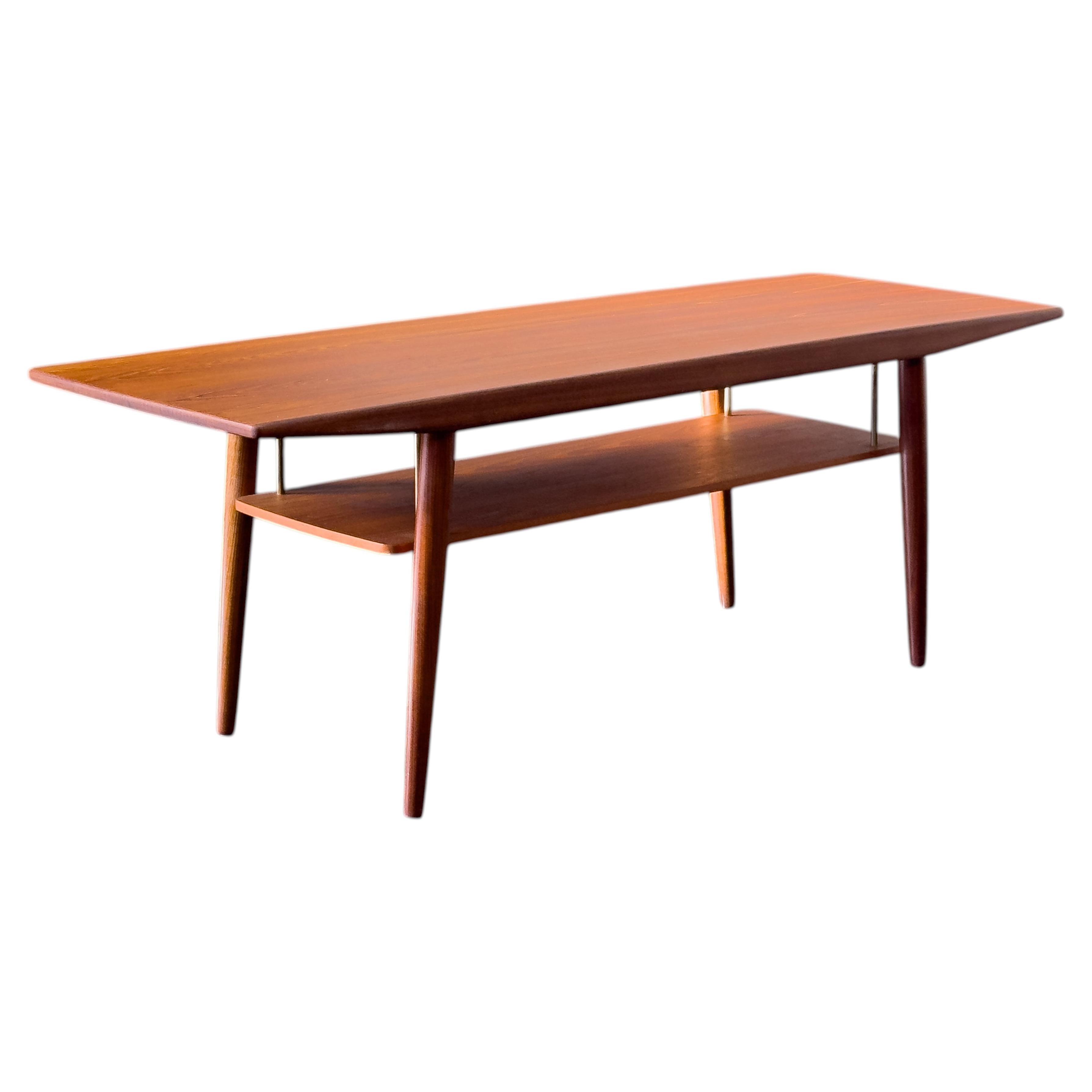 Teak Coffee Table with Brass Detailing