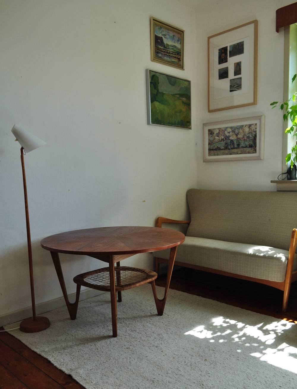 Teak Coffee Table with caned Rack designed by Kurt Østervig 3