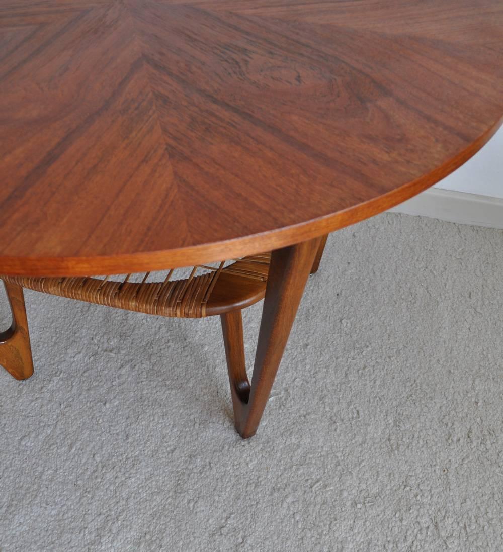 Teak Coffee Table with caned Rack designed by Kurt Østervig In Good Condition In Vordingborg, DK