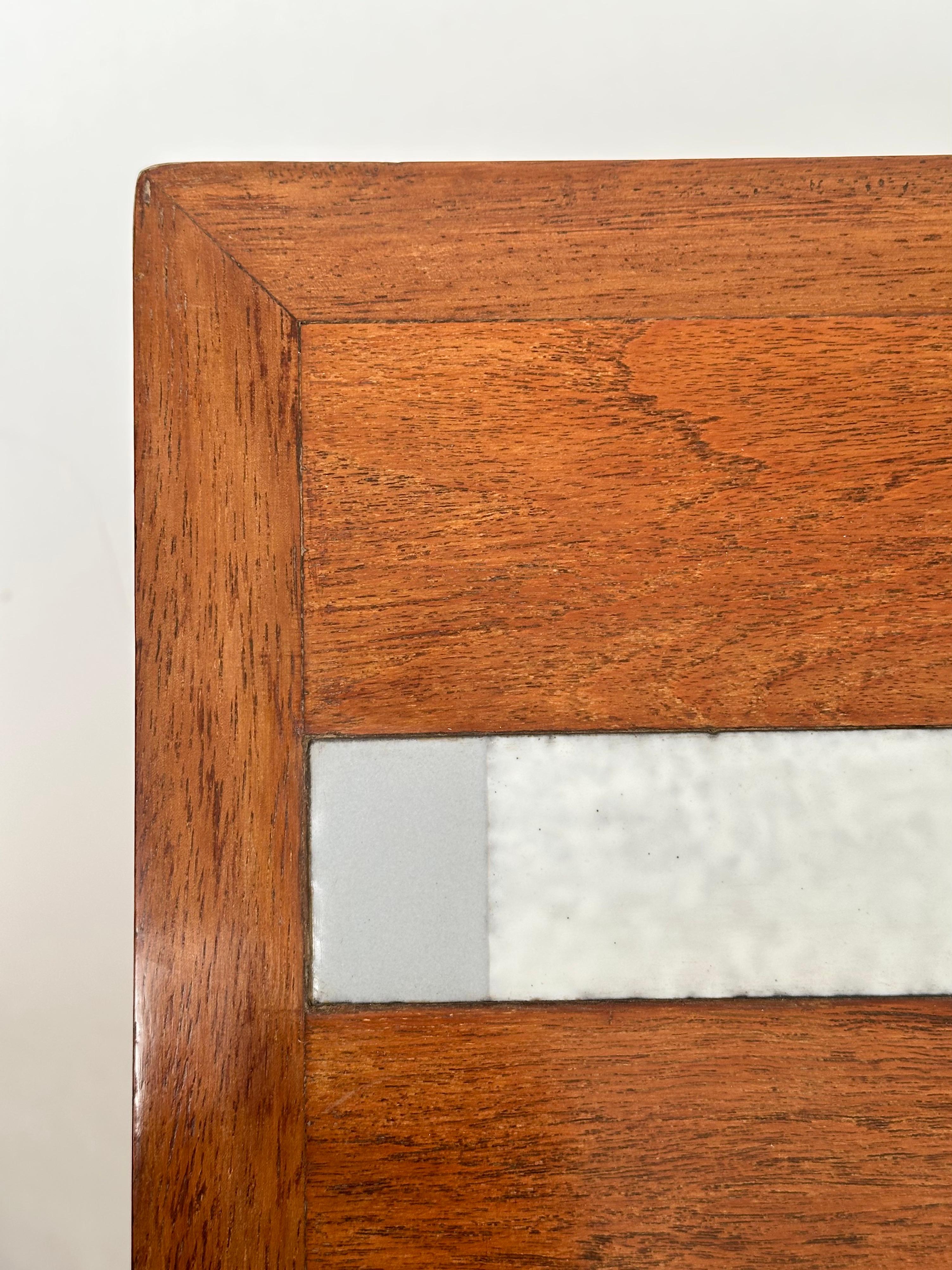 Table basse en teck avec incrustations en céramique, Roger Capron, Vallauris AM 1962 Bon état - En vente à St Ouen, FR