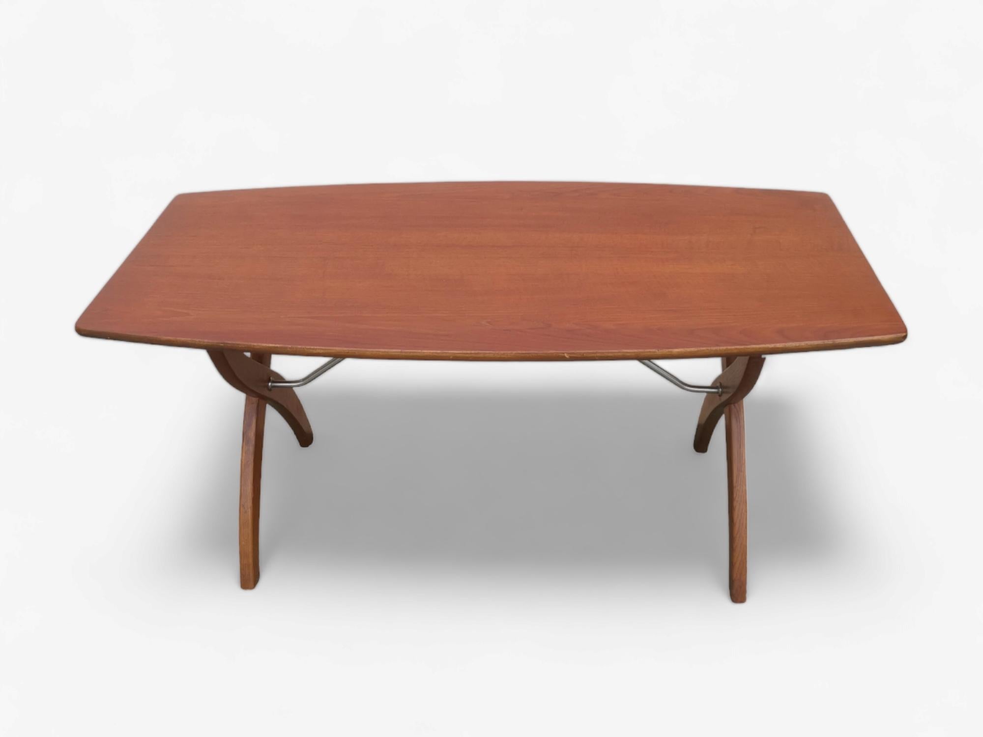 Scandinavian Modern Teak Coffee Table with Cross Legs