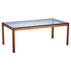 Teak Coffee Table with Glass Top, Danish design, 1960s