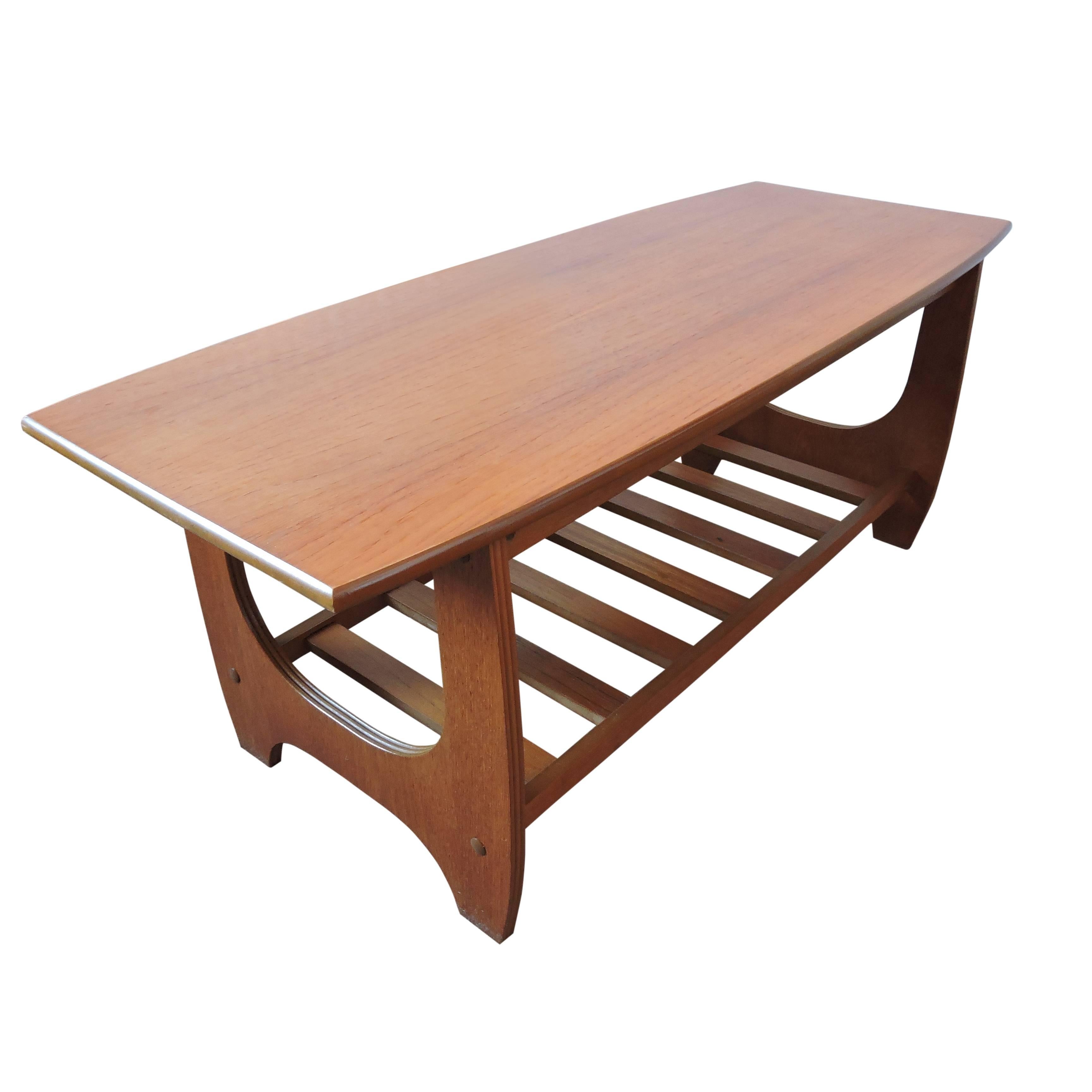 Mid-Century Modern Teak Coffee Table with Magazine Rack, 1960s