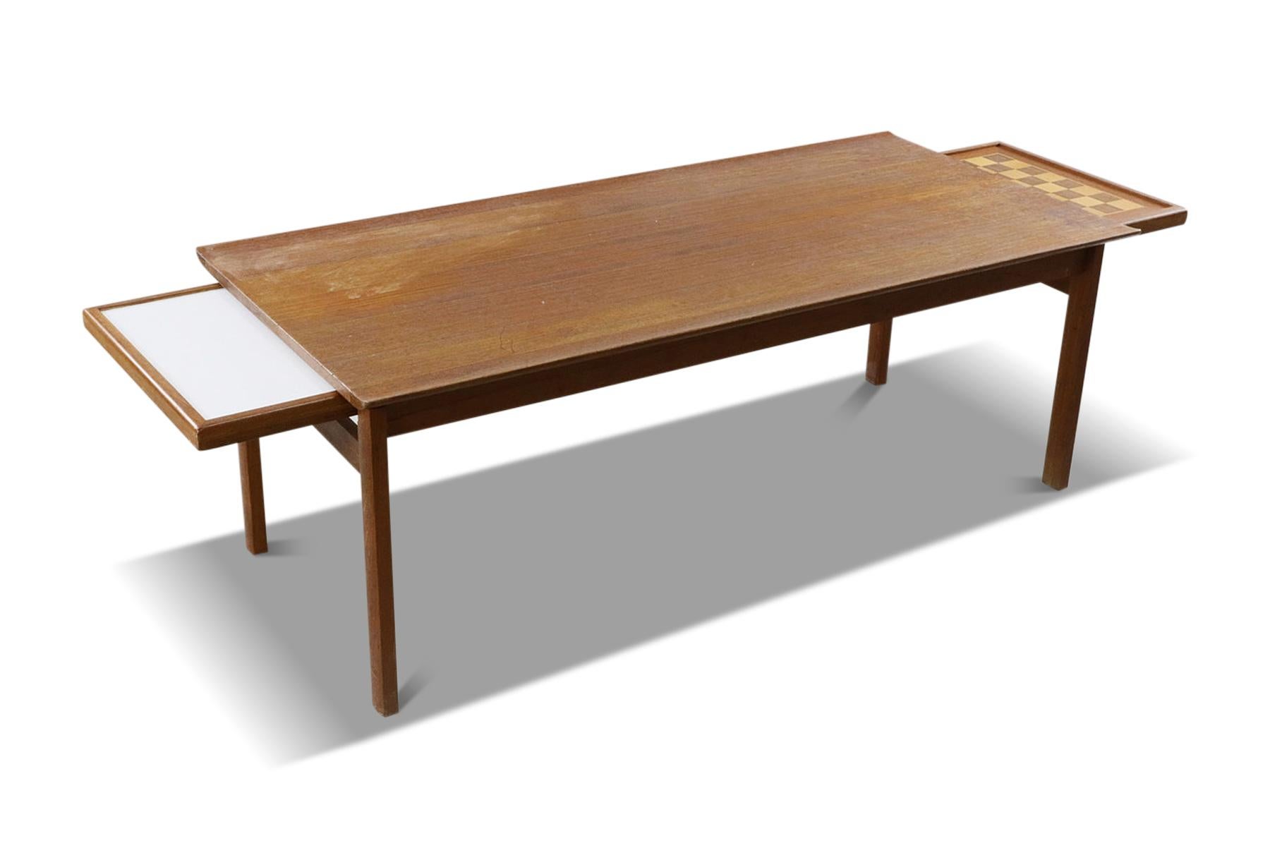 Teak Coffee Table with Pull Out Chess Board by Tove + Edvard Kindt Larsen For Sale 4