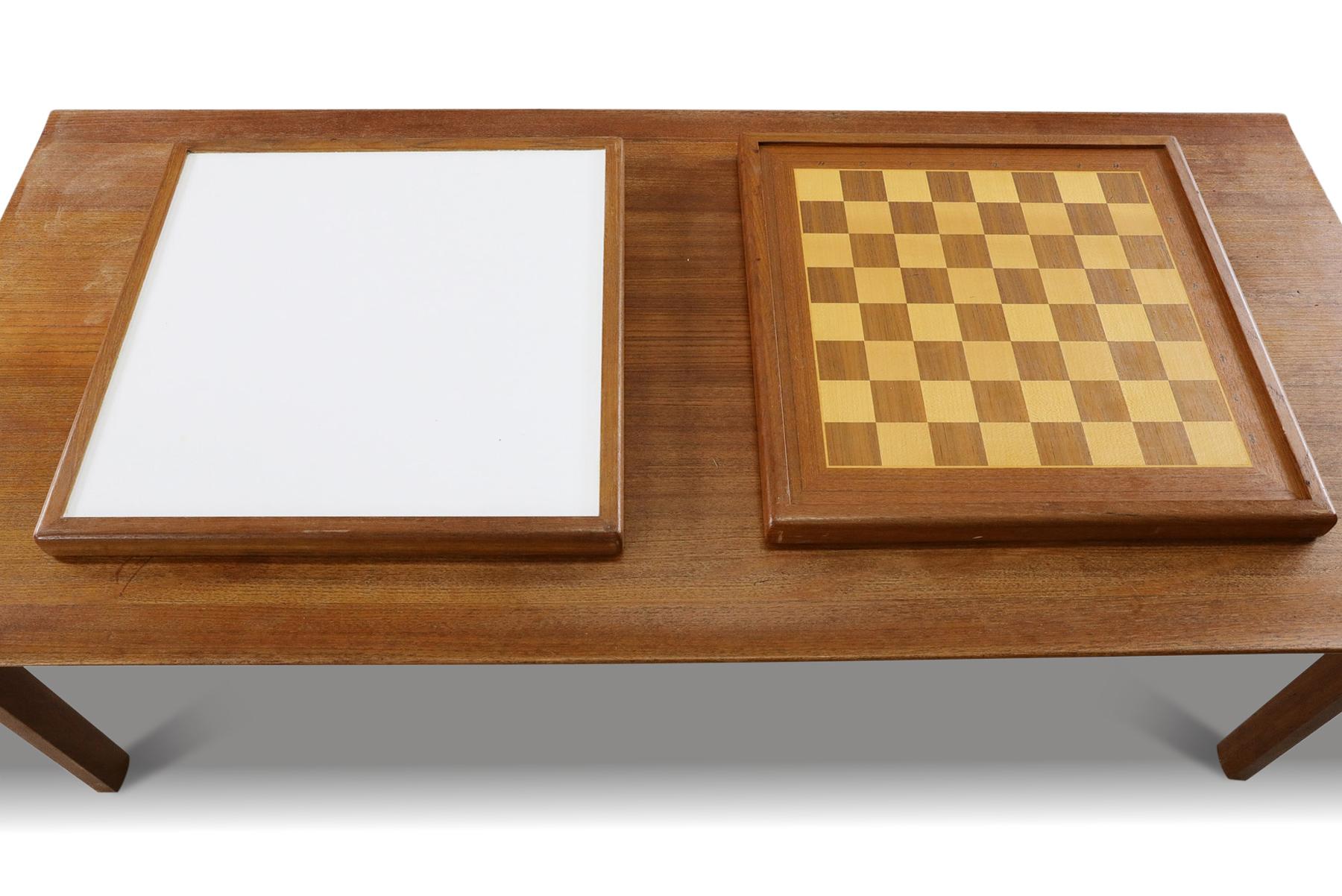 Teak Coffee Table with Pull Out Chess Board by Tove + Edvard Kindt Larsen For Sale 1