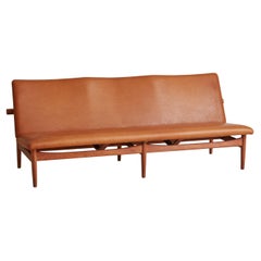 Teak + Cognac Leather ‘Japan’ Sofa by Finn Juhl for France & Søn, Denmark 1957
