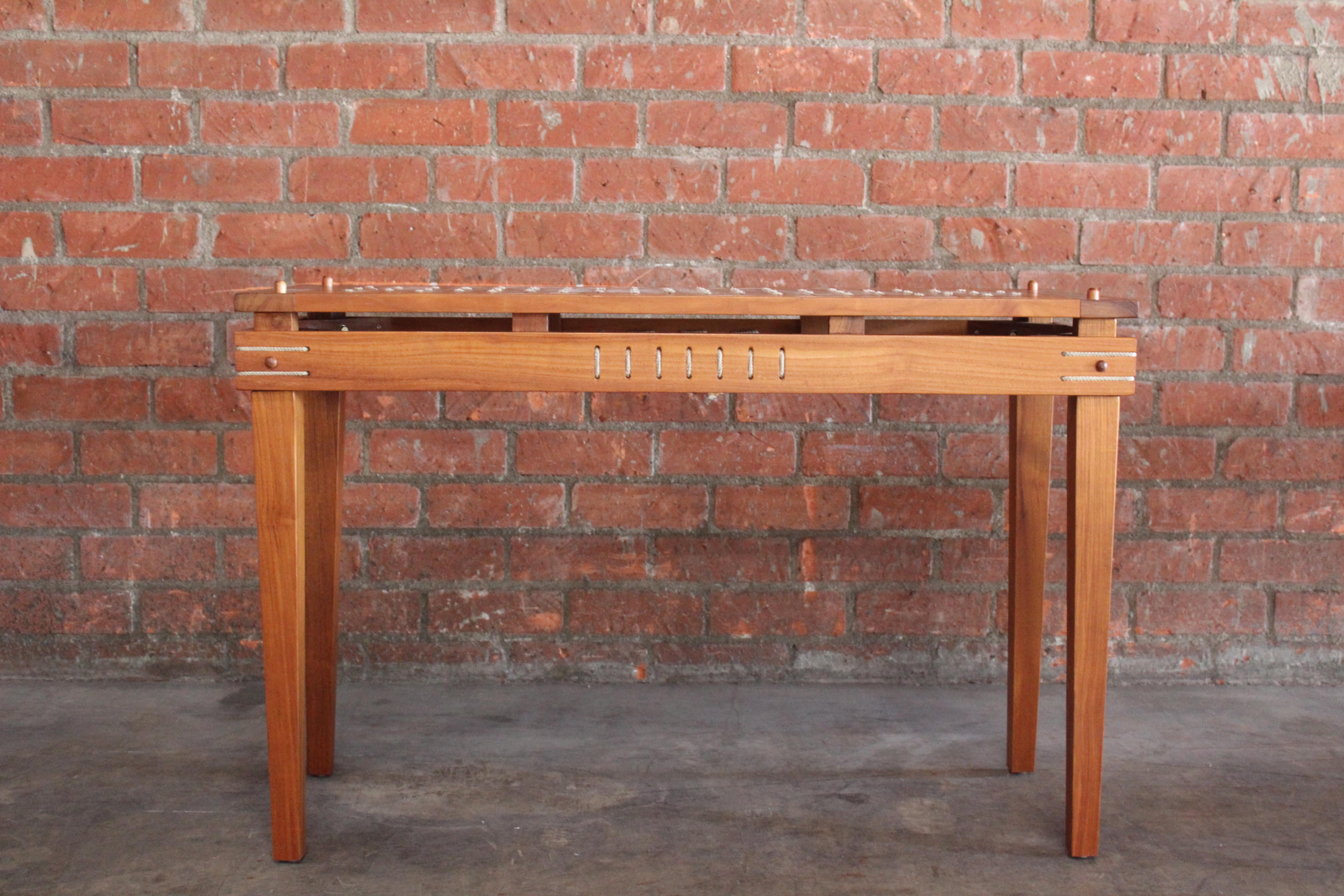 Teak Console Table with Rope Details, France, 1970s In Good Condition In Los Angeles, CA