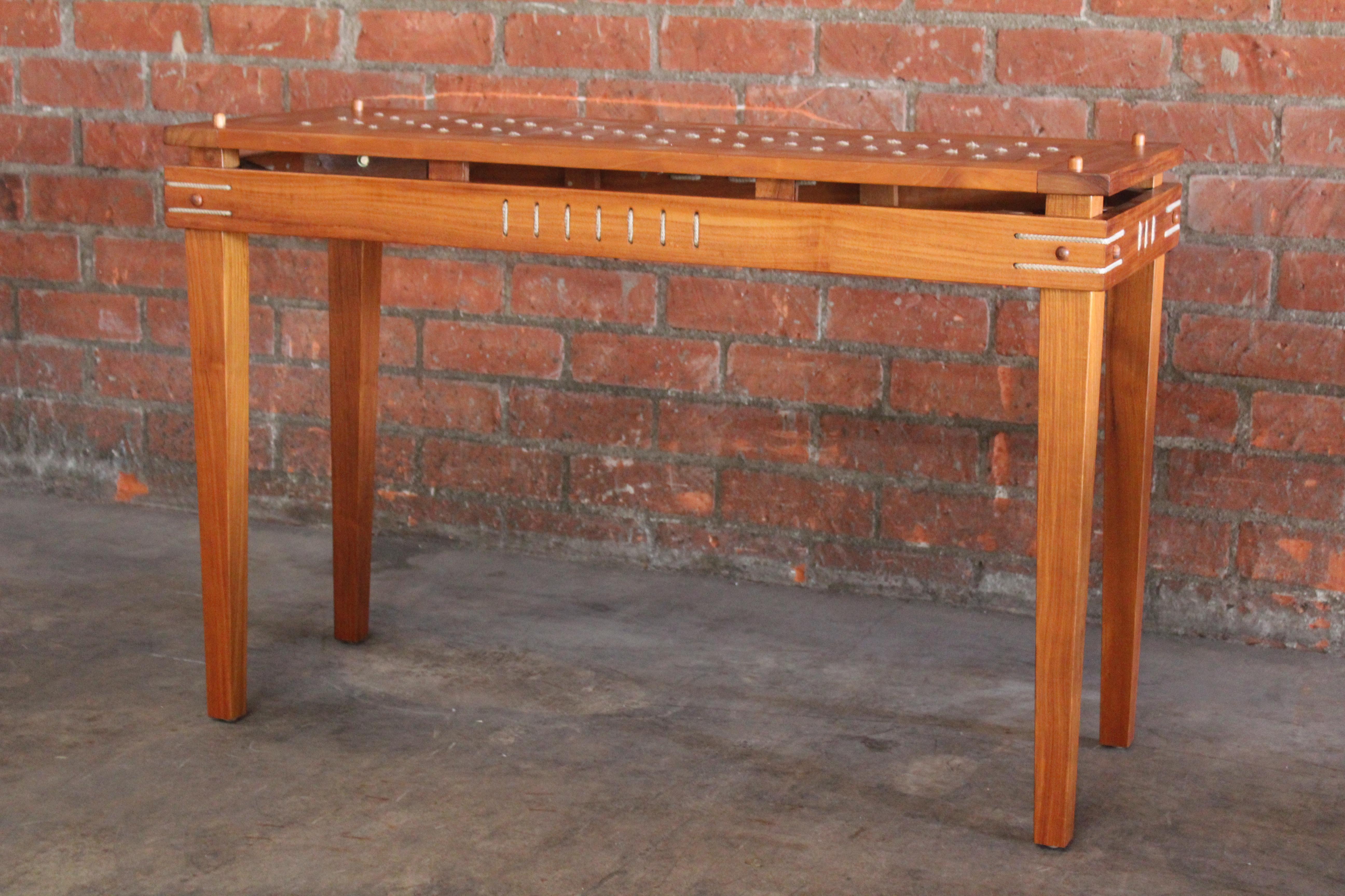 Teak Console Table with Rope Details, France, 1970s 1