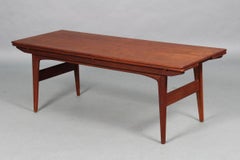 Teak Copenhagen Elevator Drop-Leaf Convertible Coffee to Dining Table