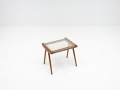 Tabouret en teck et cordon de Georges Tigien, pour Pradera, années 1950