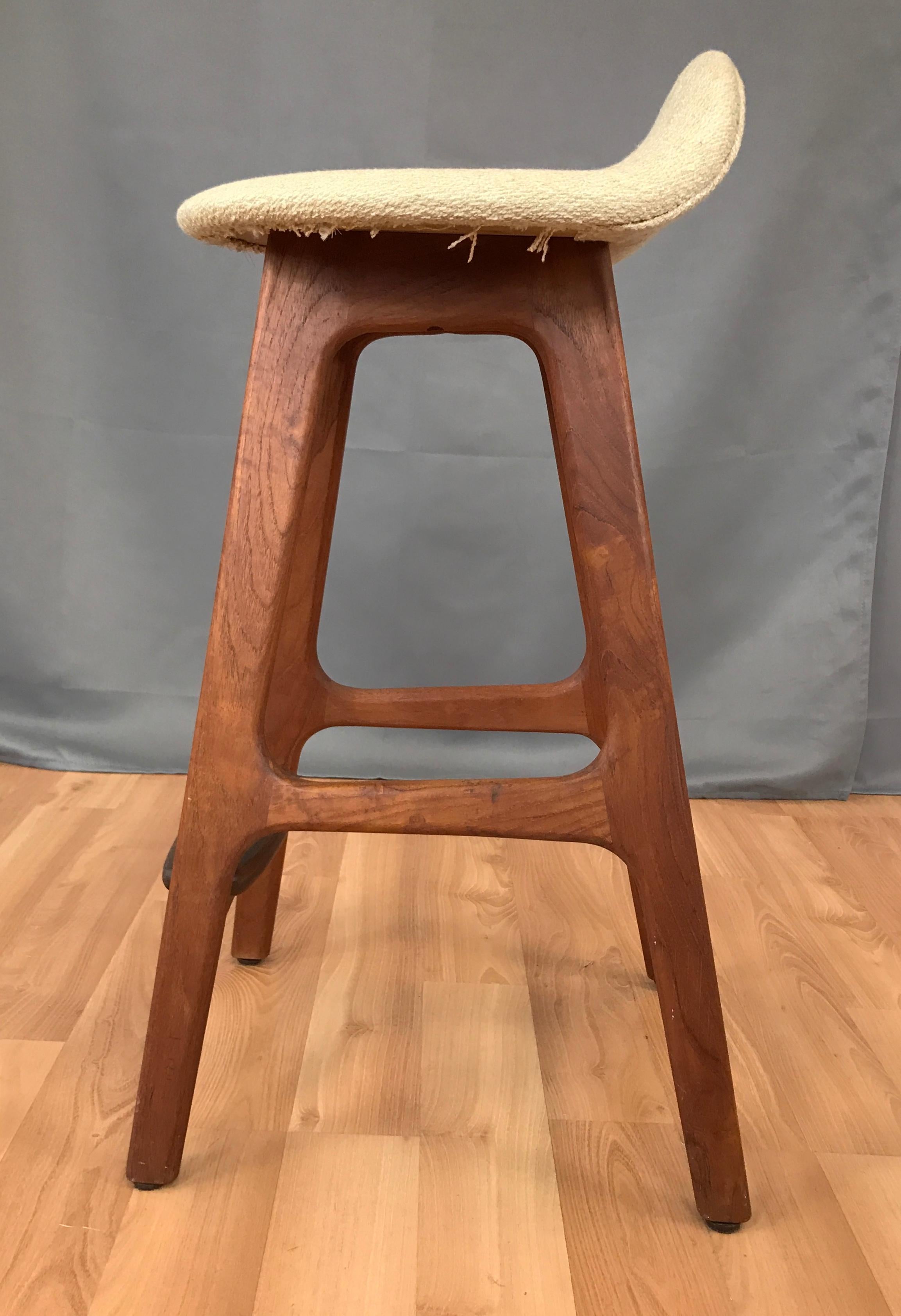 Scandinavian Modern Teak Counter Height Stool Designed by Erick Buck For Sale