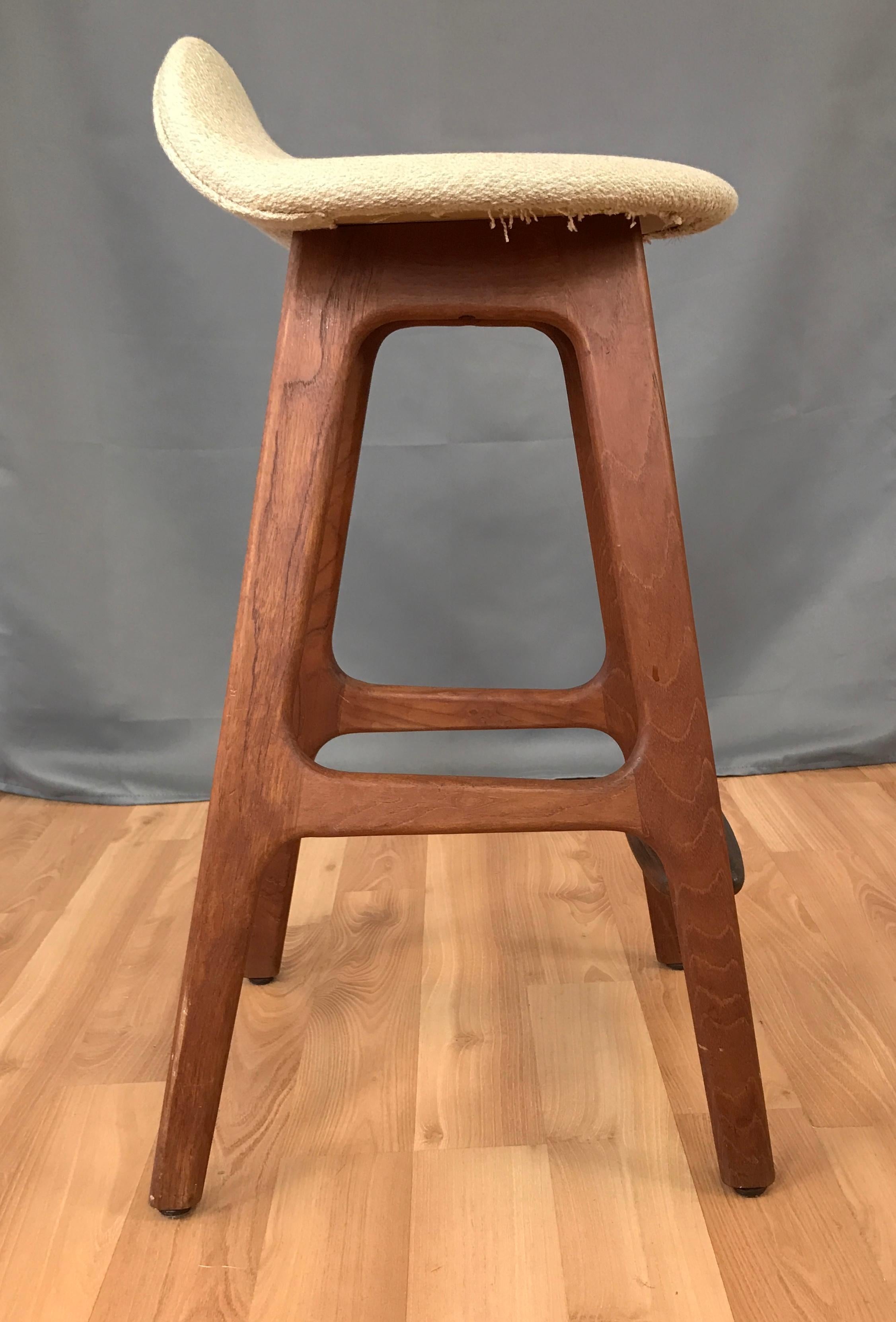 Teak Counter Height Stool Designed by Erick Buck In Good Condition For Sale In San Francisco, CA
