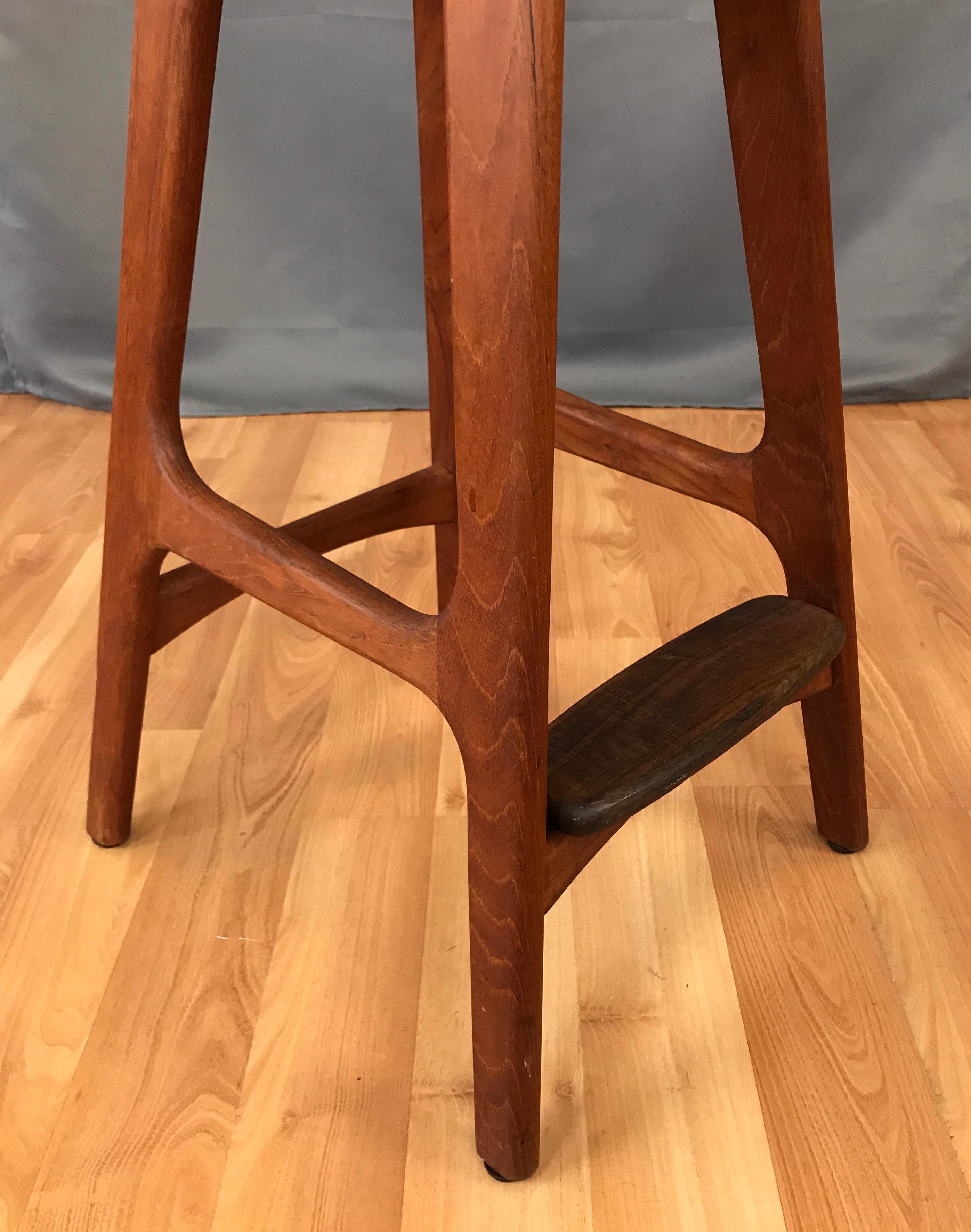 Mid-20th Century Teak Counter Height Stool Designed by Erick Buck For Sale
