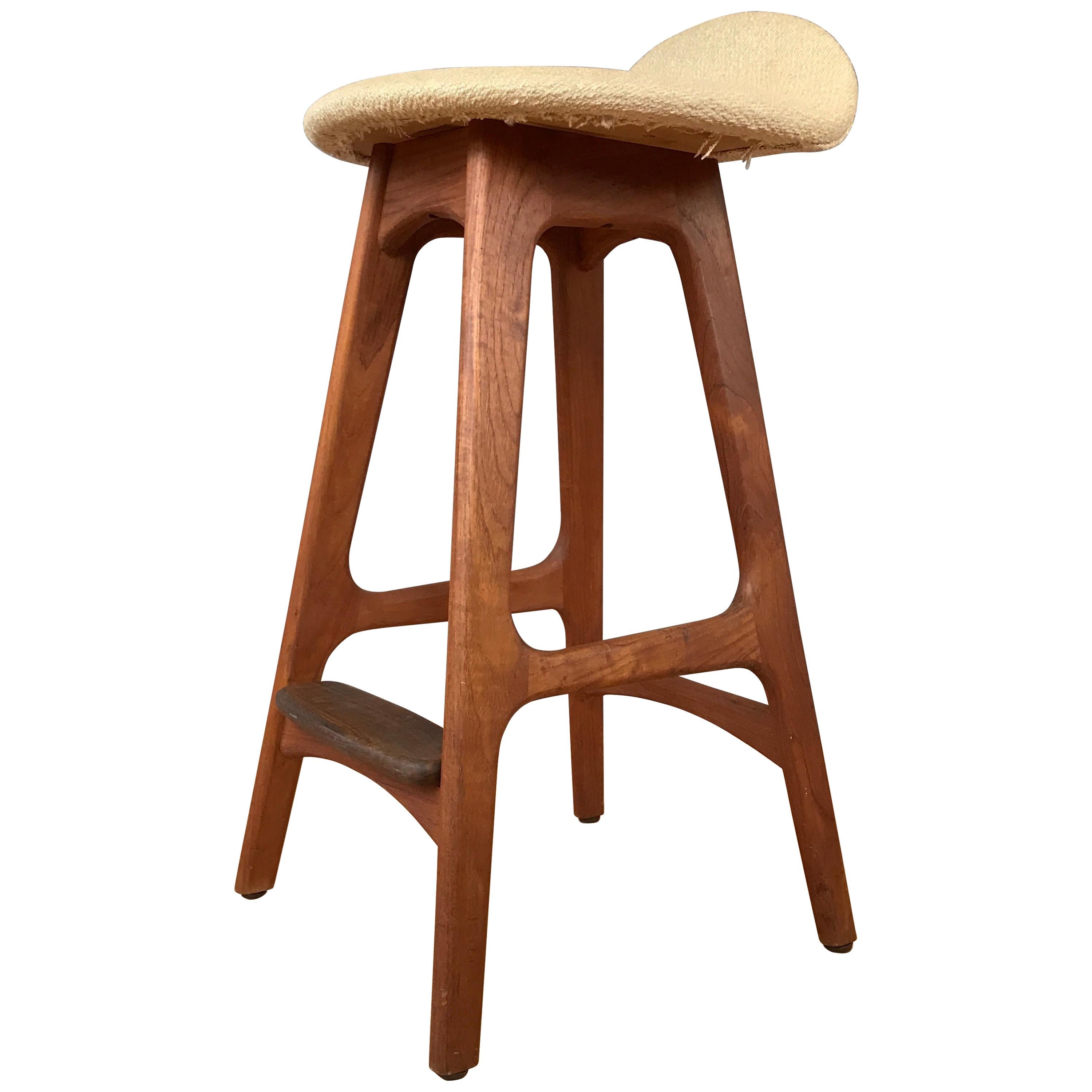Teak Counter Height Stool Designed by Erick Buck For Sale