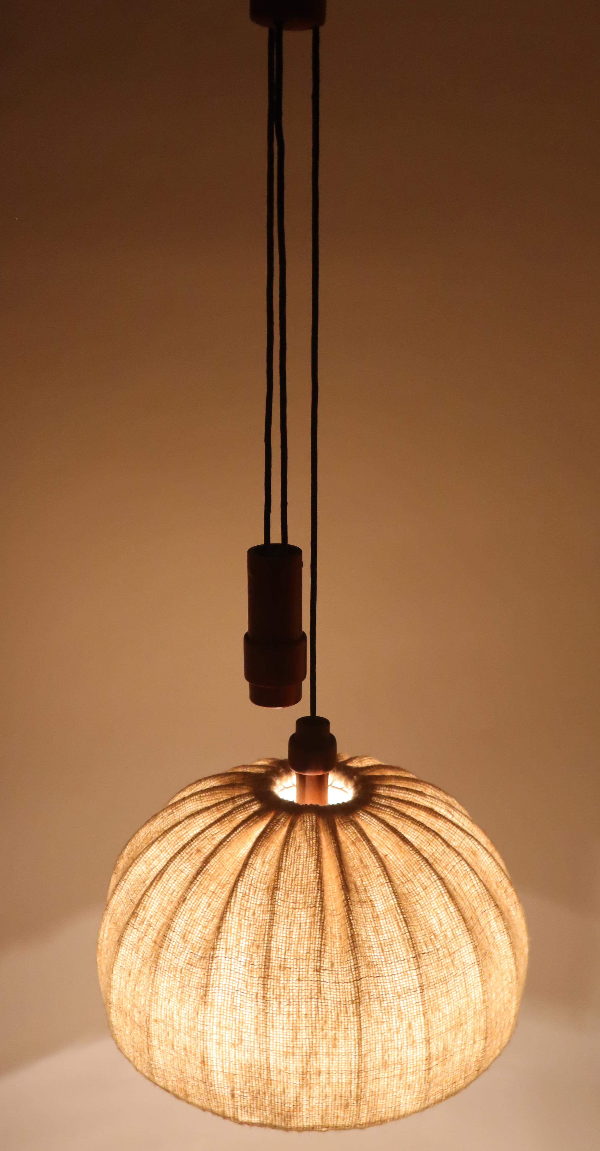 Scandinavian Modern Teak Counterweight Selling Lamp By Domus Denmark 1970s.