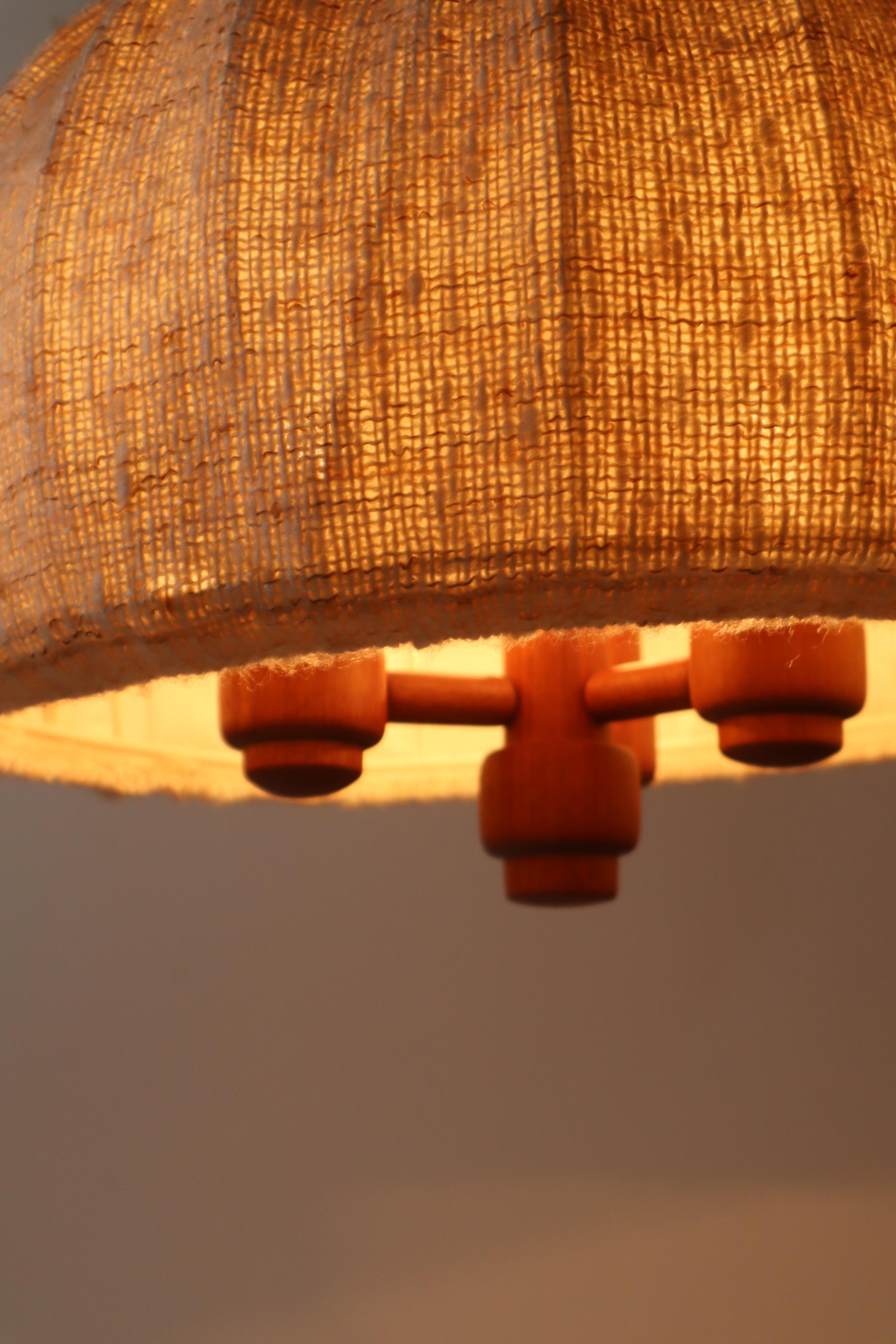 Wool Teak Counterweight Selling Lamp By Domus Denmark 1970s.