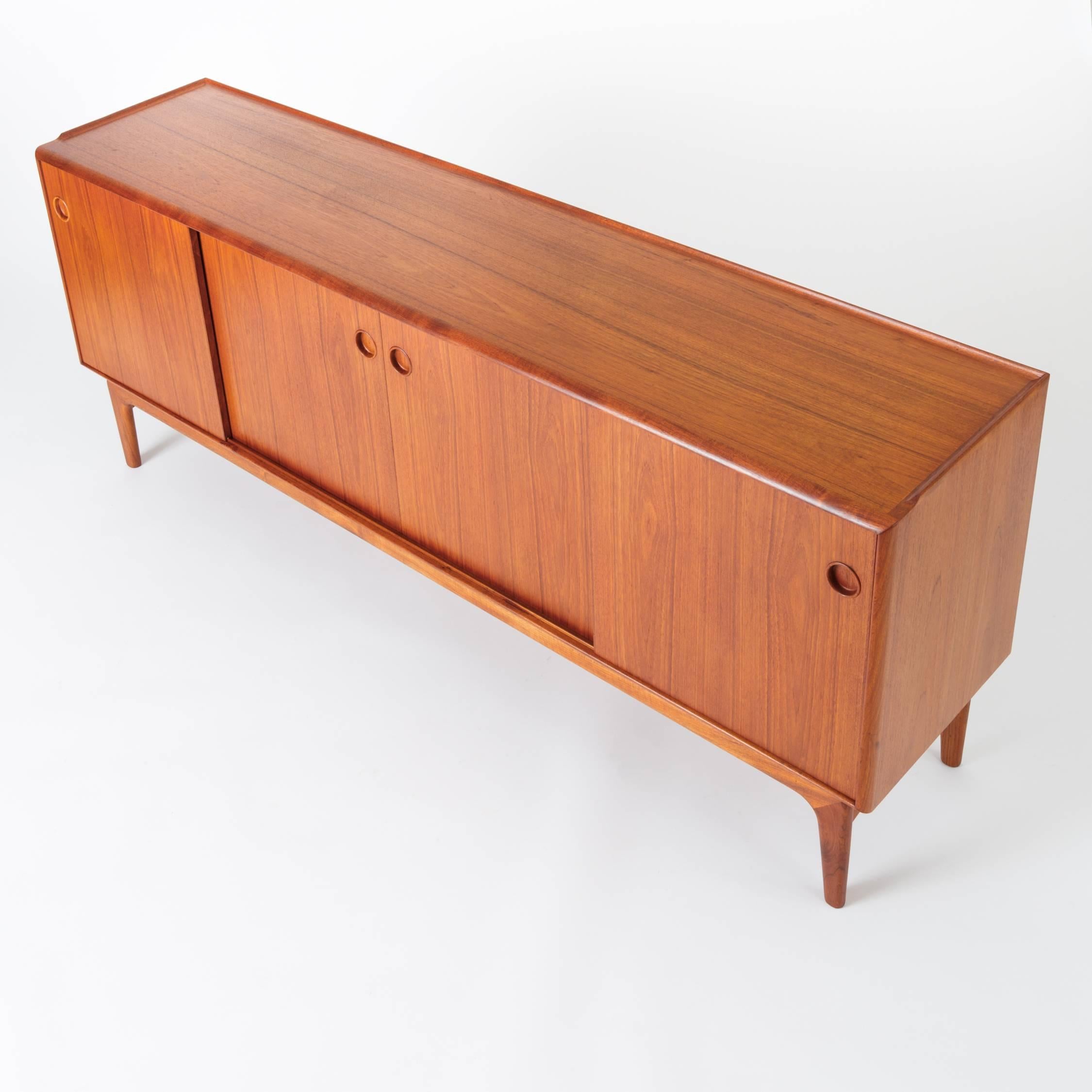 Teak Credenza with Sliding Doors by Arne Hovmand Olsen for Mogens Kold 2