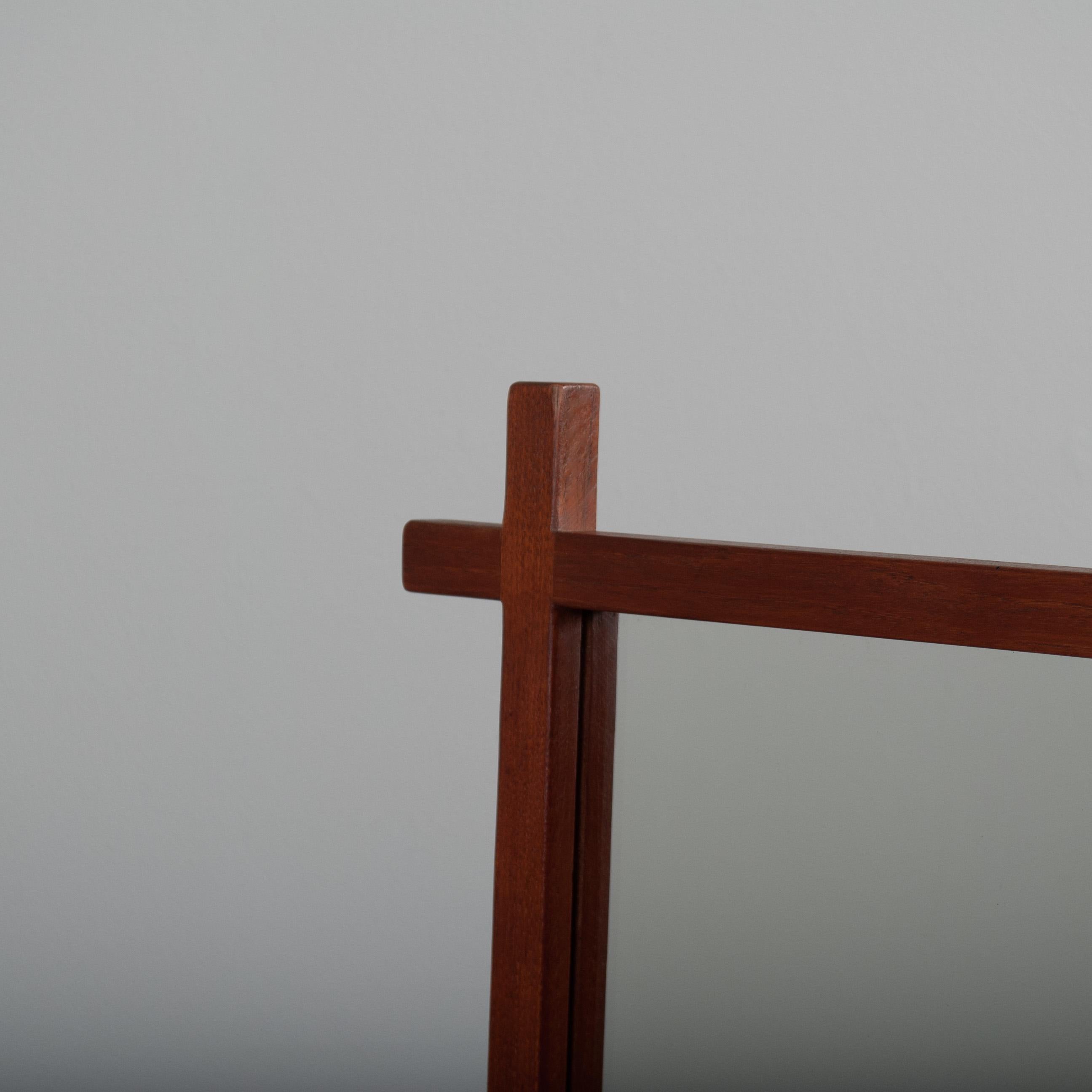 Danish Teak Criss Cross Modernist Mirror For Sale