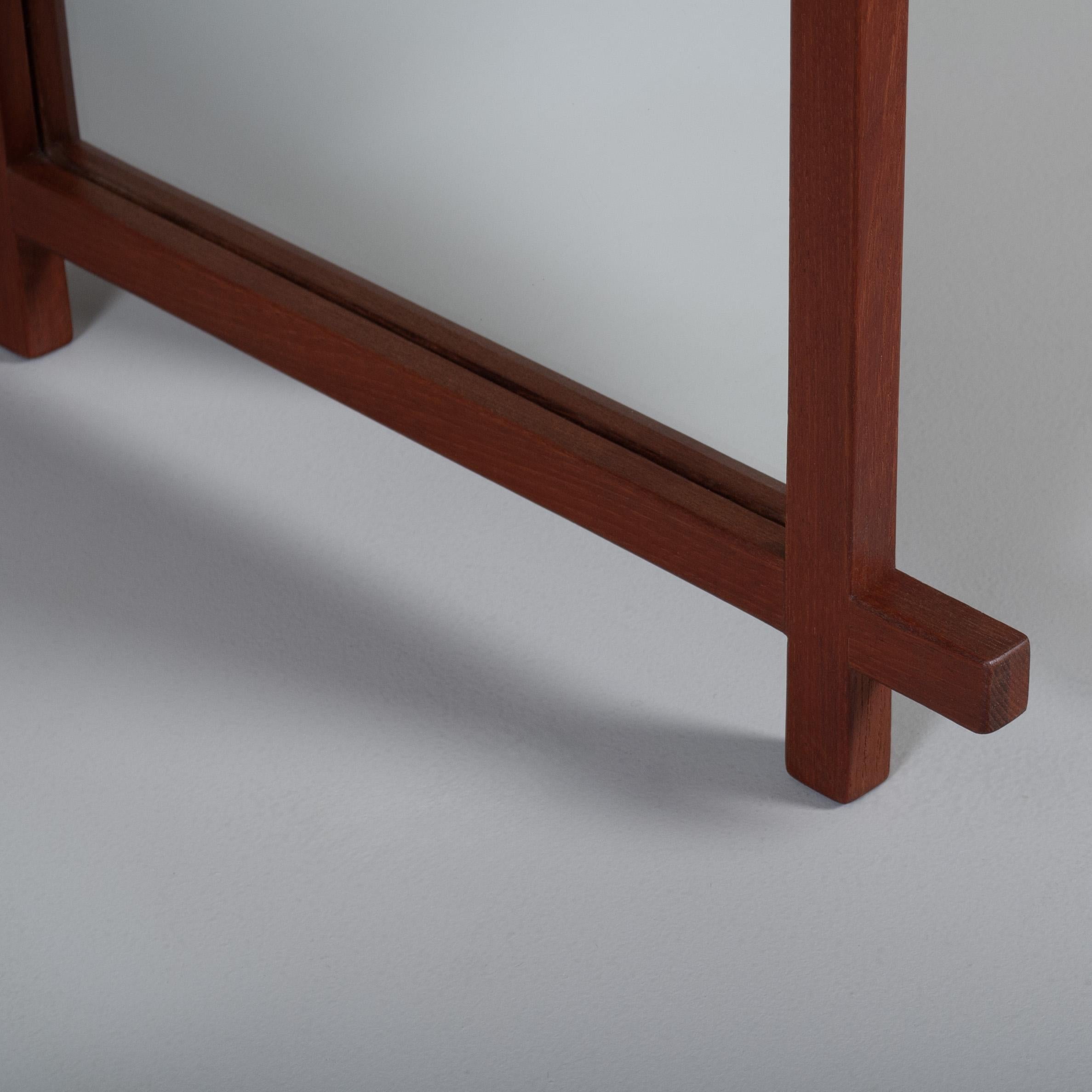 20th Century Teak Criss Cross Modernist Mirror For Sale