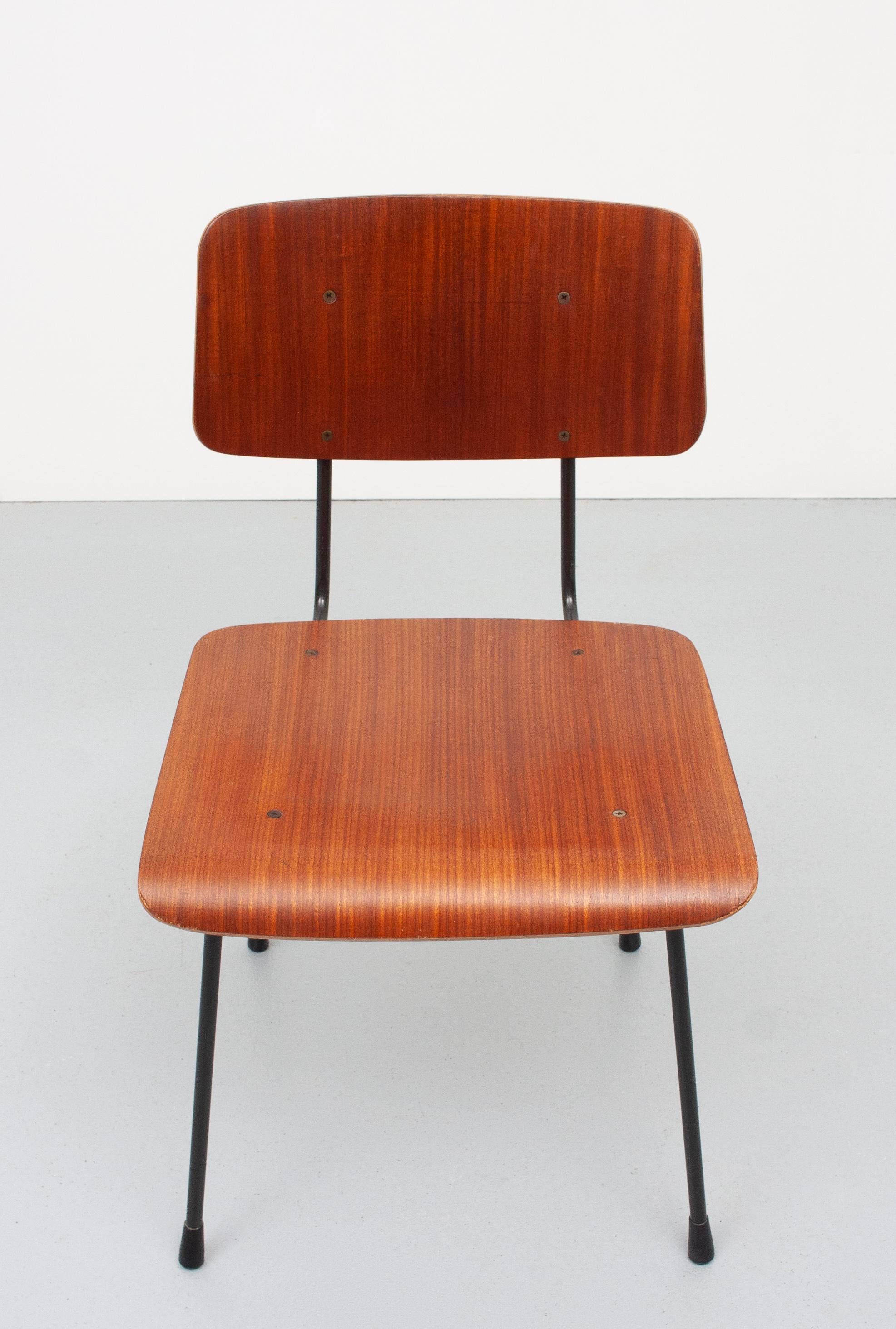 Mid-Century Modern Teak Curved Plywood Chair Gispen Model 1262, 1950s, Holland