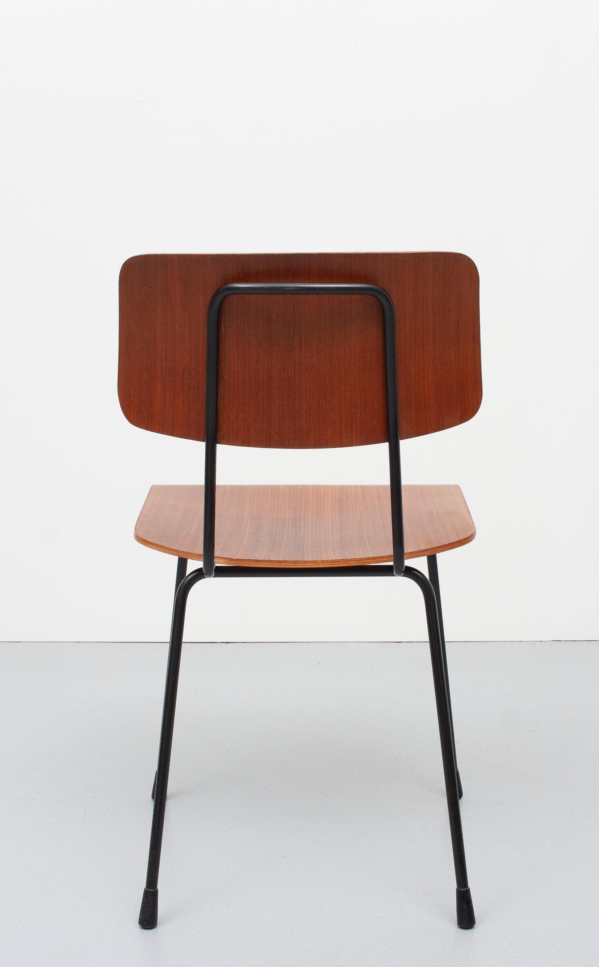 Mid-20th Century Teak Curved Plywood Chair Gispen Model 1262, 1950s, Holland