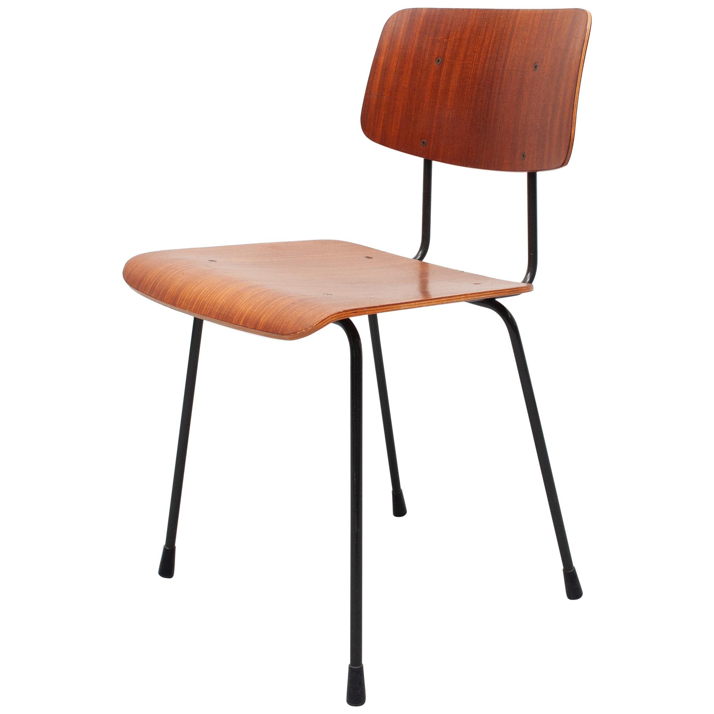 Teak Curved Plywood Chair Gispen Model 1262, 1950s, Holland