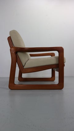 Teak Danish Armchair Poul Jeppensen, Holstebro Möbelfabrik, creme alcantara.