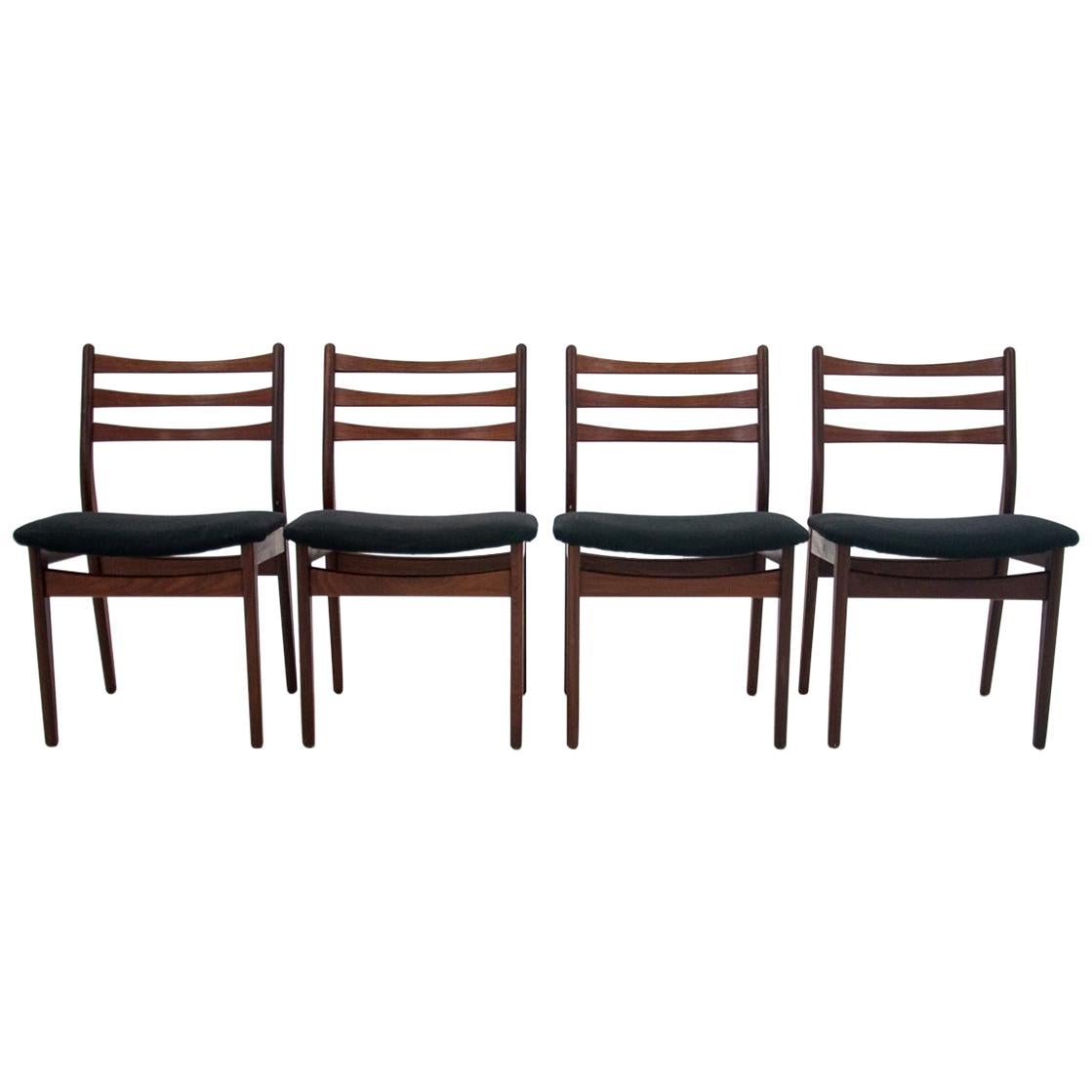 Six Delicate Ladder Back Dining Chairs in Teak, 1950s at 1stDibs
