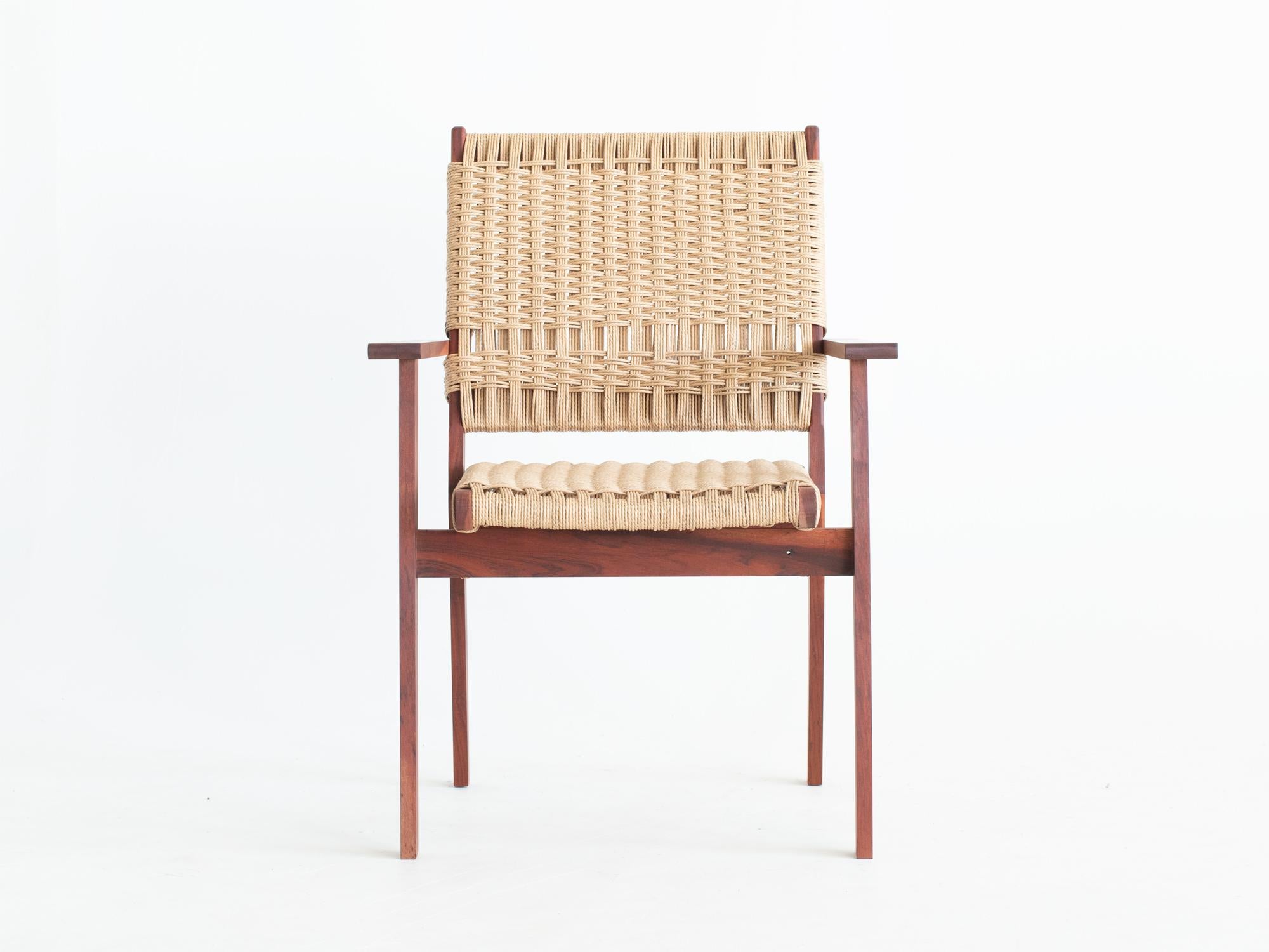 Scandinavian Modern Teak & Danish Cord Lounge Chairs For Sale