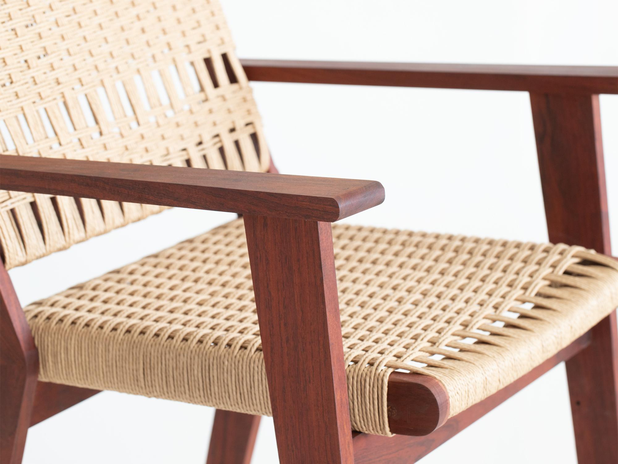 Papercord Teak & Danish Cord Lounge Chairs For Sale