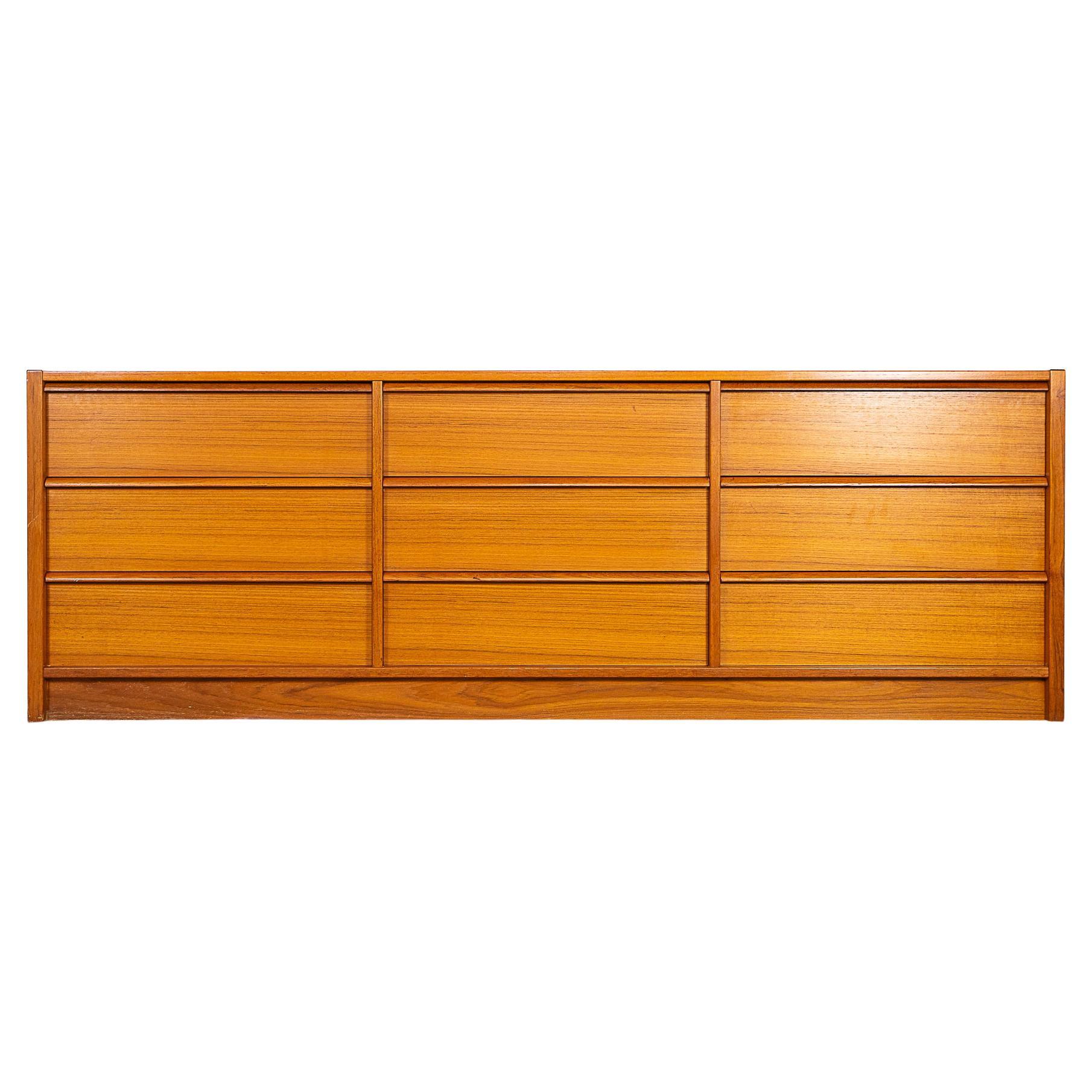 Teak Danish Long Low Dresser For Sale