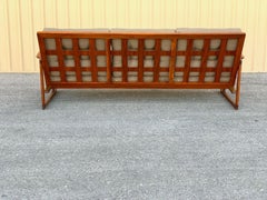 Teak Danish Mid-Century Modern lb Kofod Larsen for Selig Lattice Back Sled Sofa