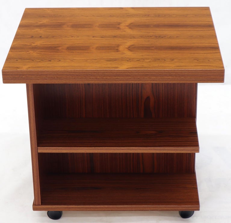 20th Century Teak Danish Mid-Century Modern Rolling Bookcase End Table Stand For Sale