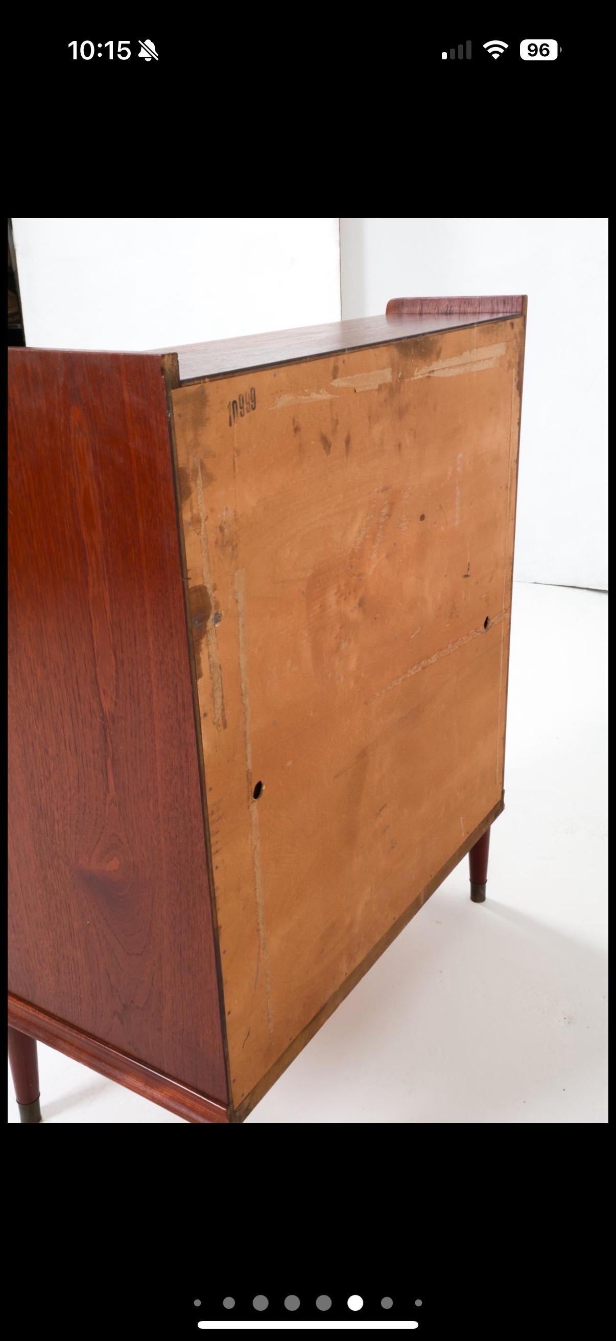 Teak Danish Mid Century Modern Teak Secretary Desk Chest Drawers Dresser For Sale 1