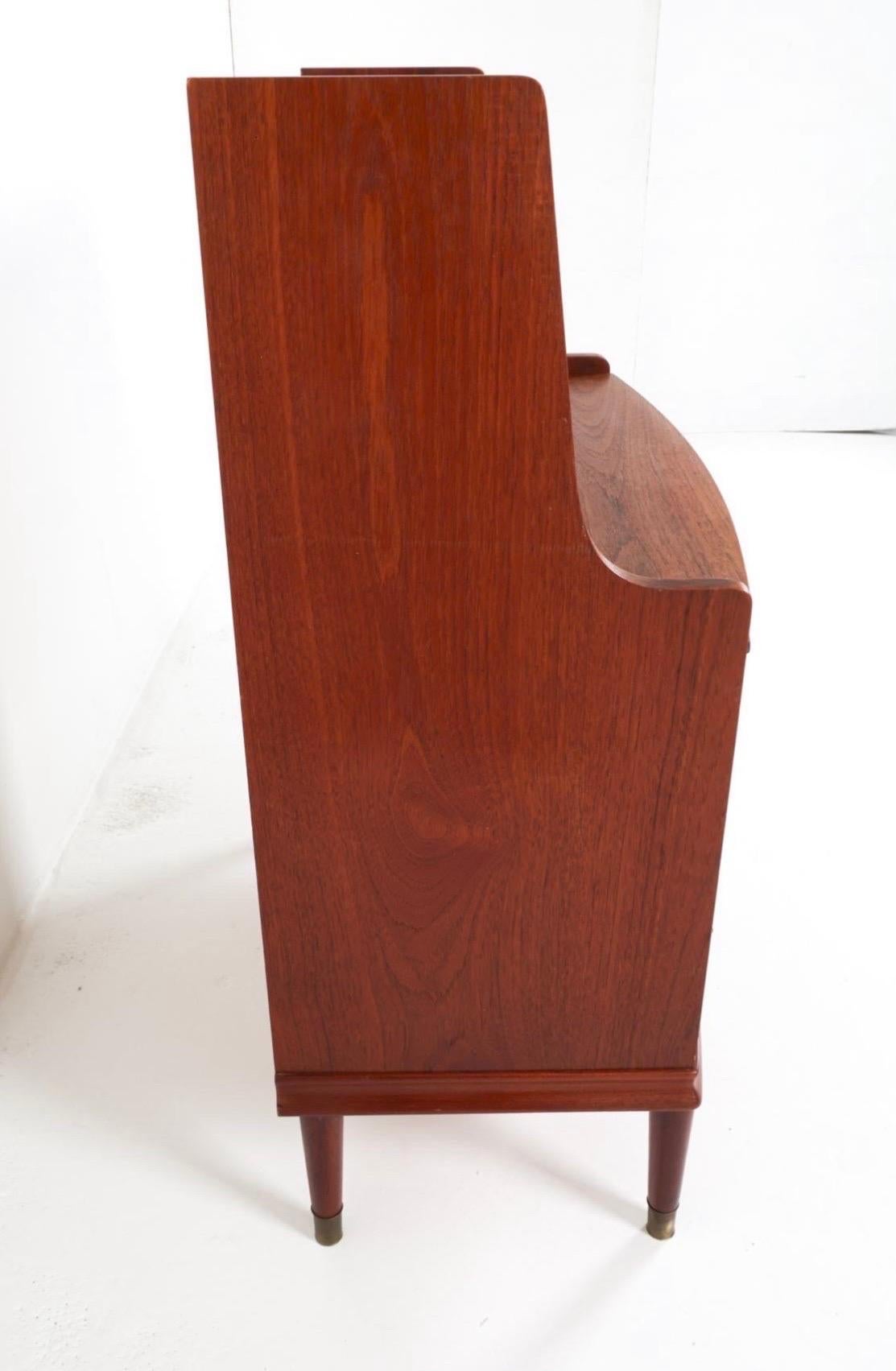 Teak Danish Mid Century Modern Teak Secretary Desk Chest Drawers Dresser For Sale 2