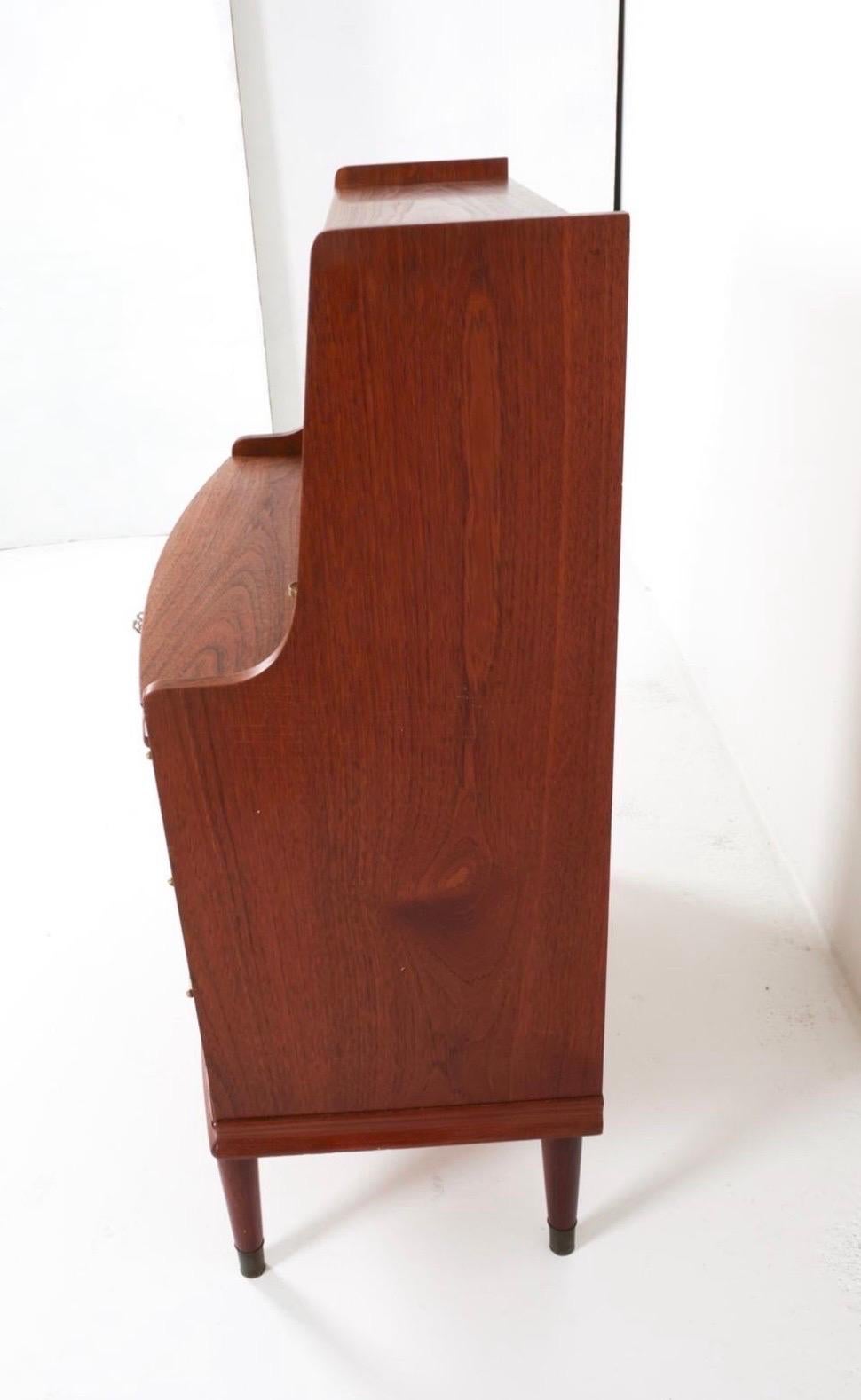Teak Danish Mid Century Modern Teak Secretary Desk Chest Drawers Dresser For Sale 3