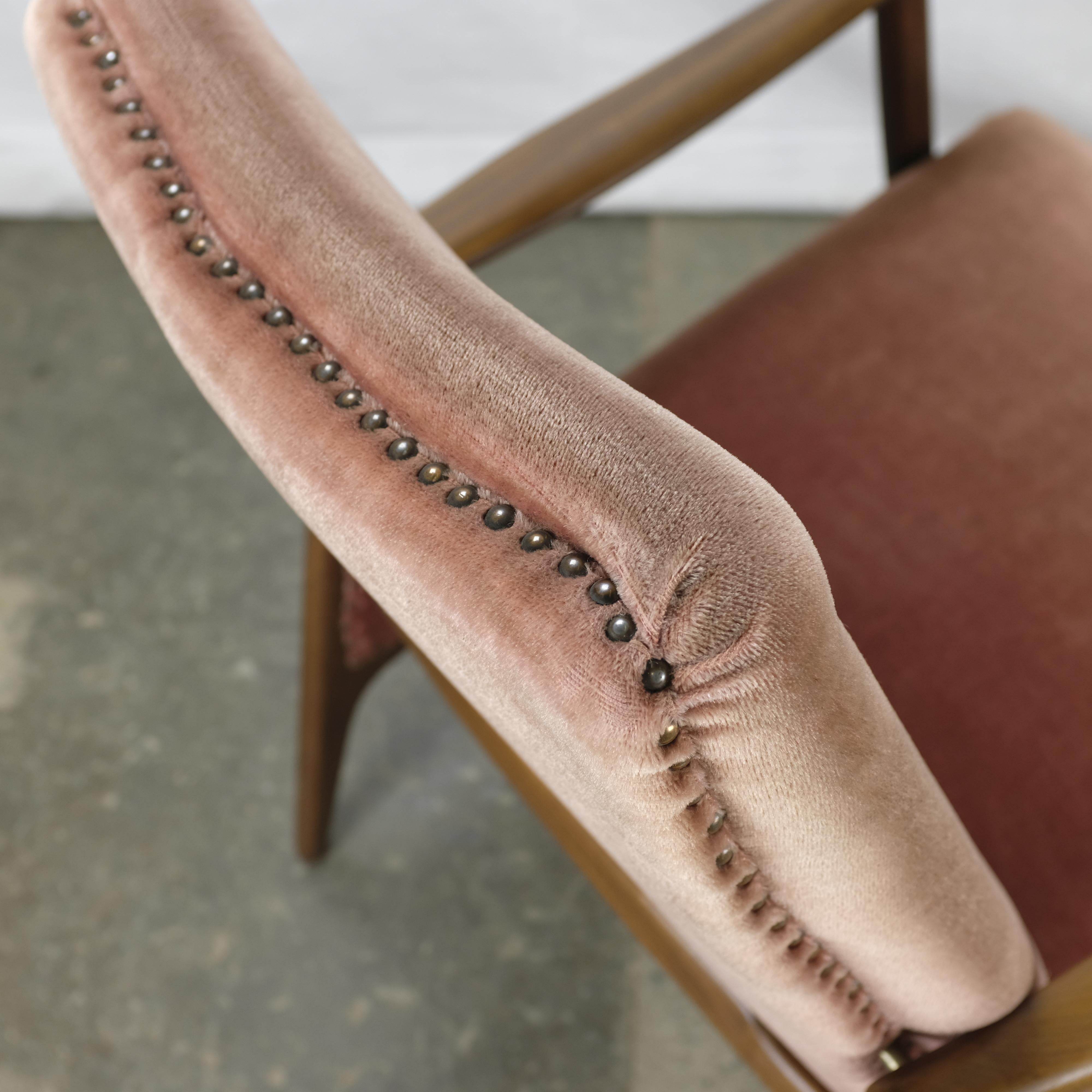 Teak Danish Modern Armchair with Velour Upholstery For Sale 3